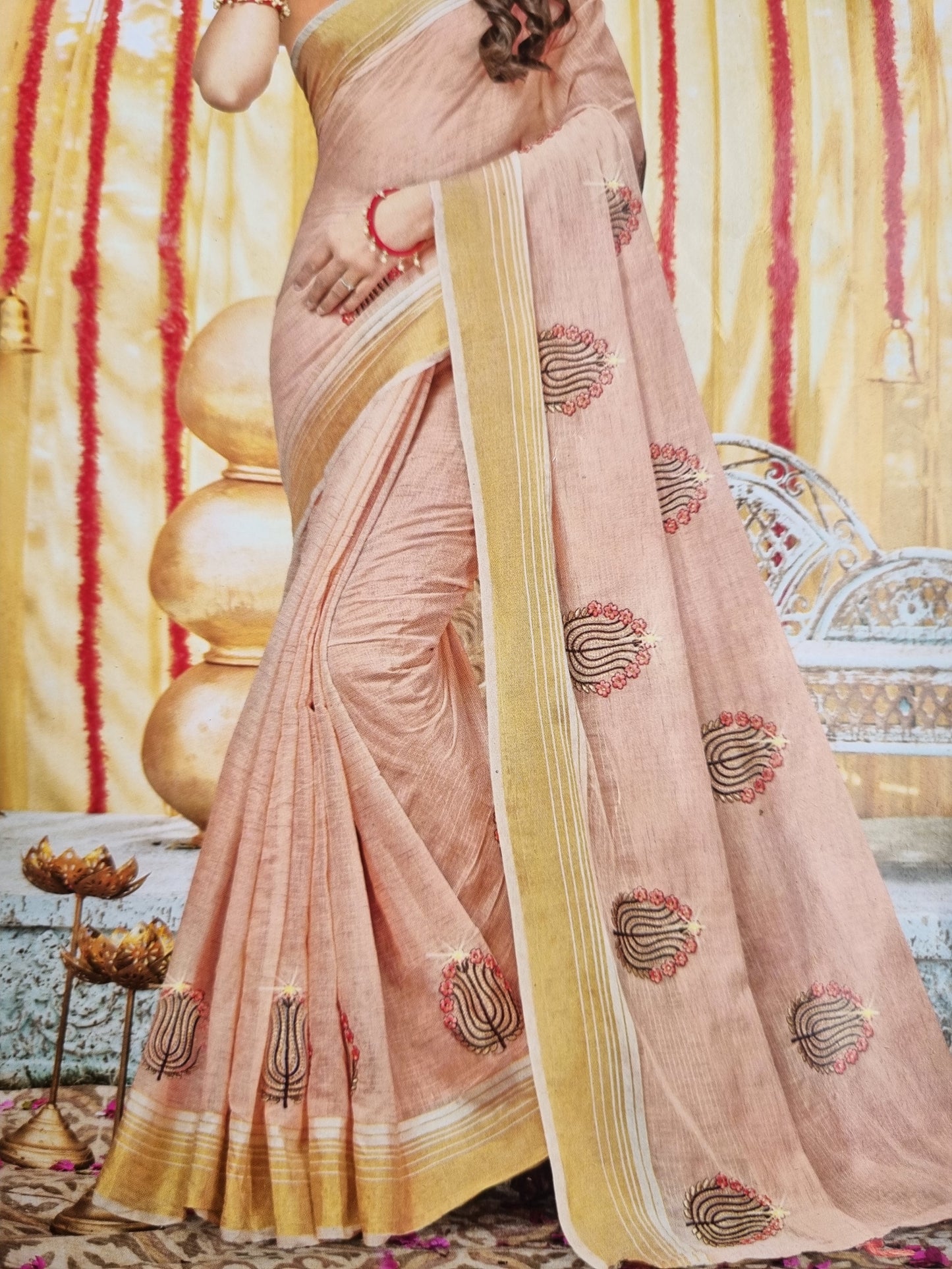 PEACH COTTON SAREE