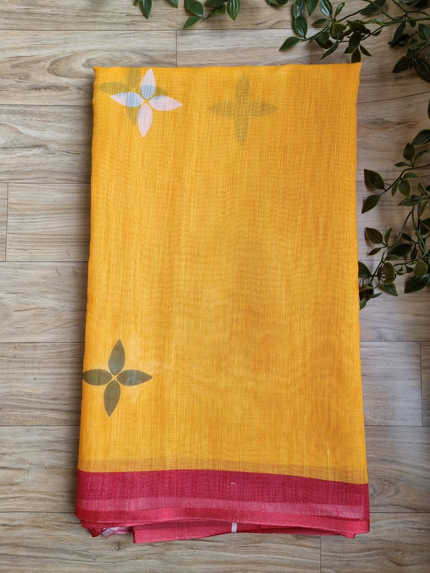 YELLOW AND GREEN PURE COTTON SAREE