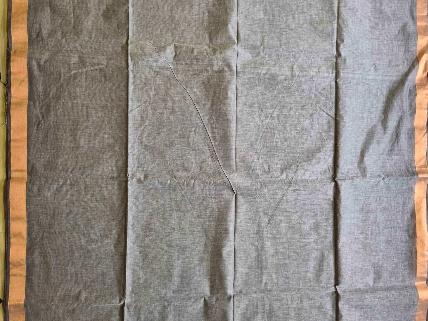 PURE COTTON GREY SAREE WITH COPPER BORDER