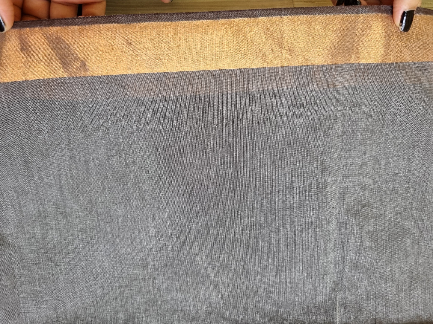 PURE COTTON GREY SAREE WITH COPPER BORDER