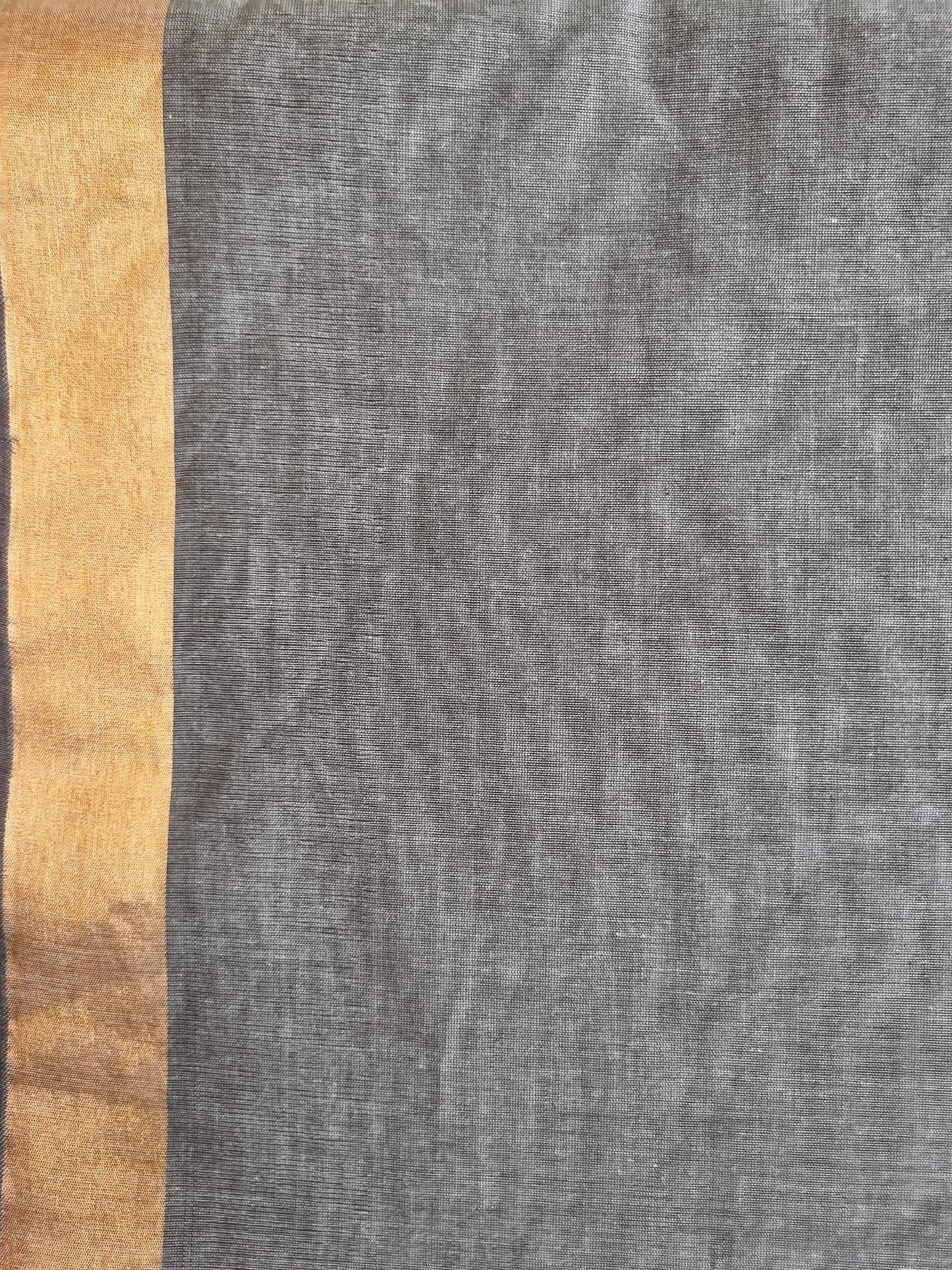 PURE COTTON GREY SAREE WITH COPPER BORDER
