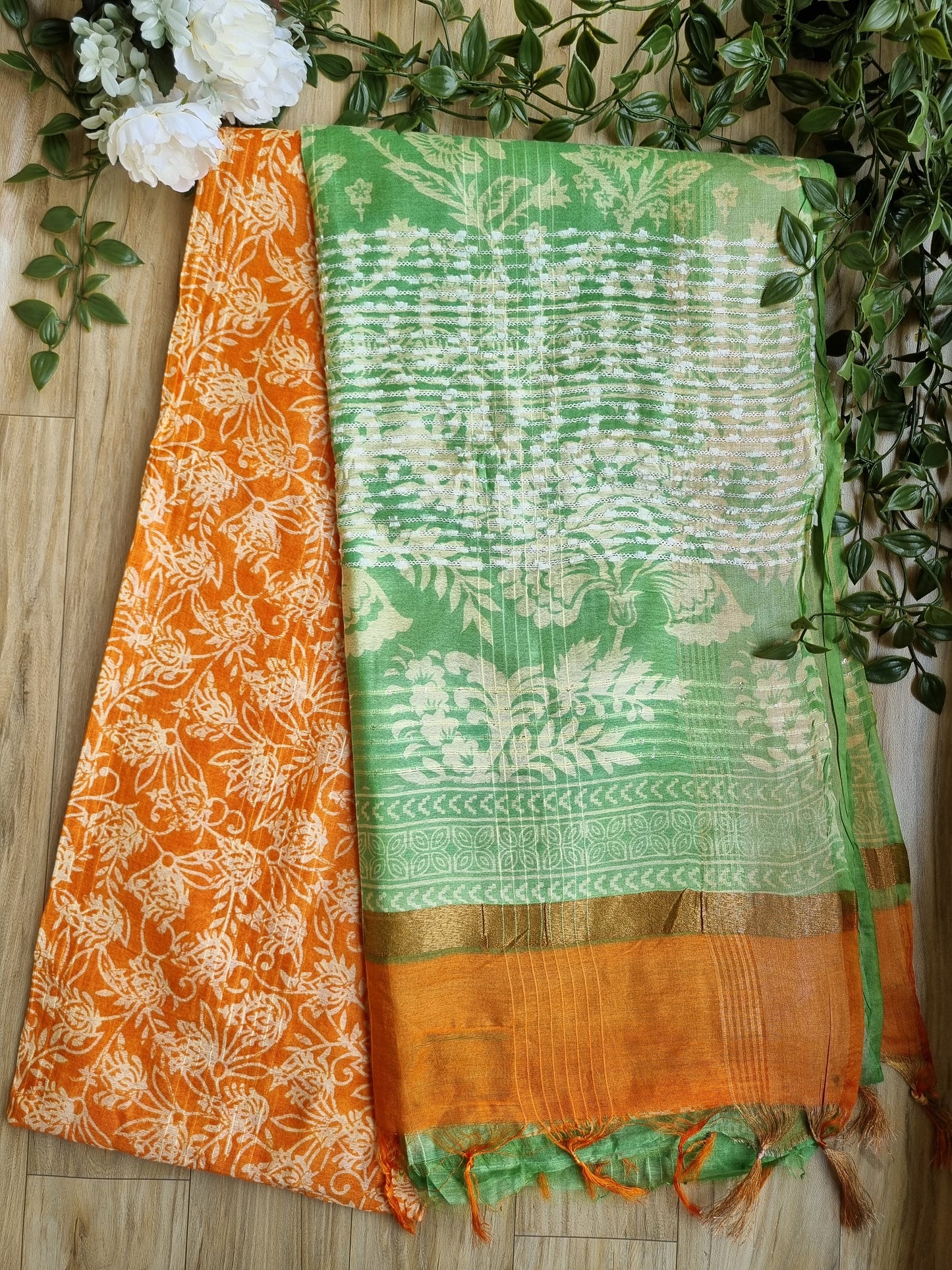 YELLOW AND GREEN SAREE