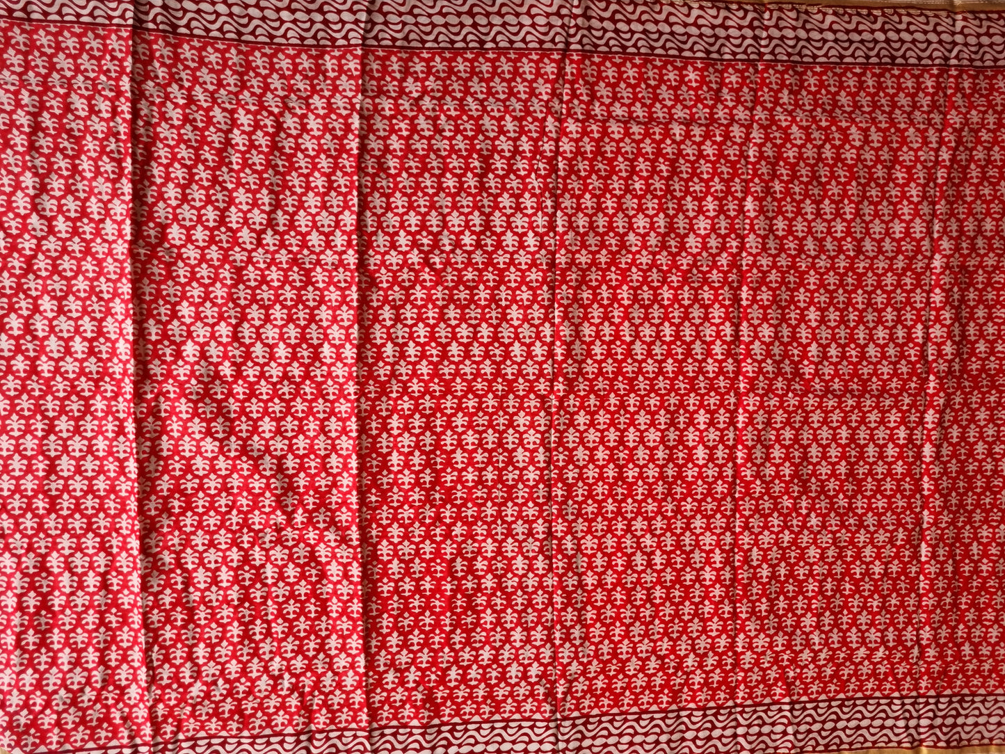 BLOCK PRINT CHANDERI COTTON SAREE WITH SMALL ZARI