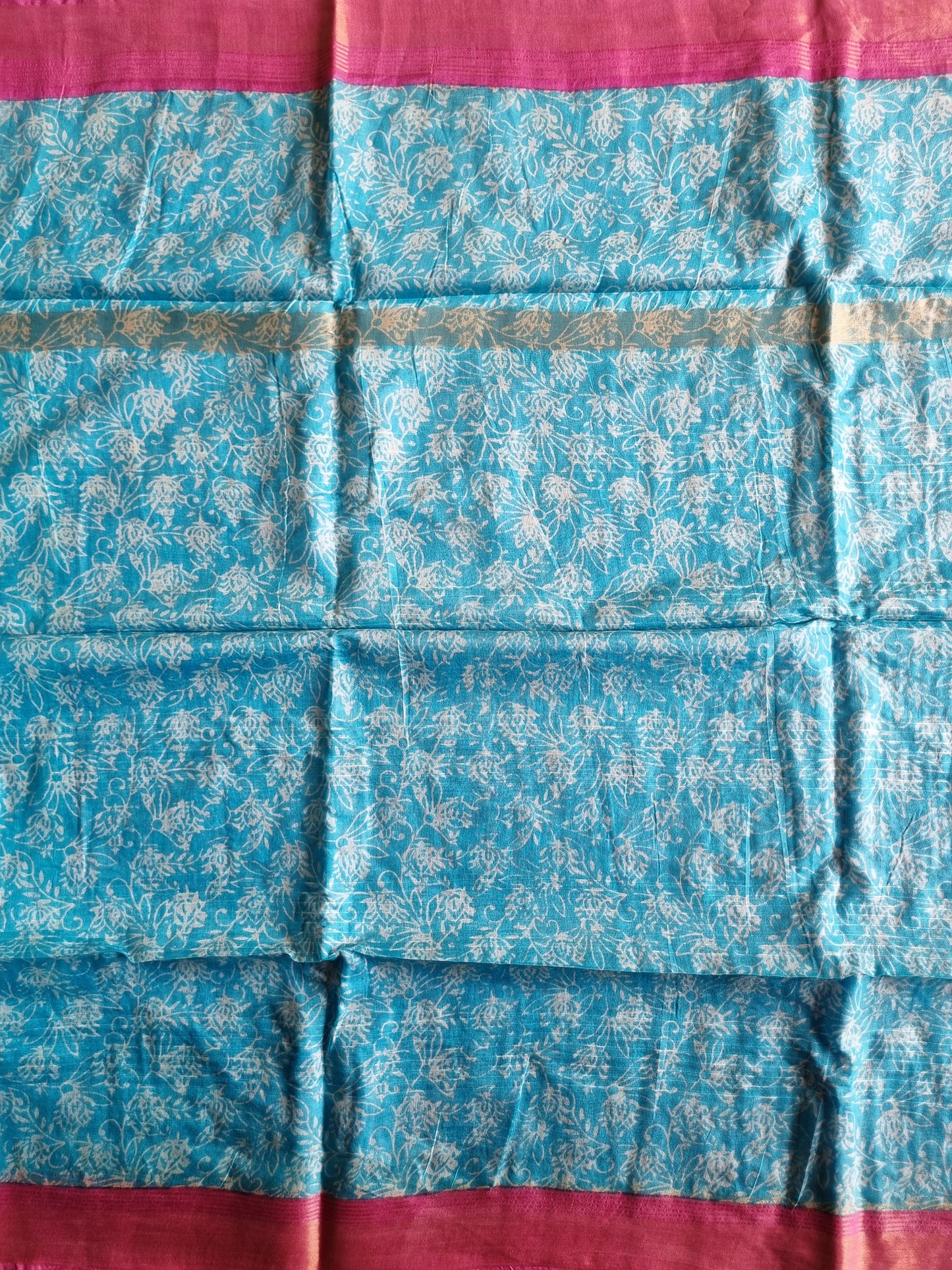 SKY BLUE AND PINK SAREE