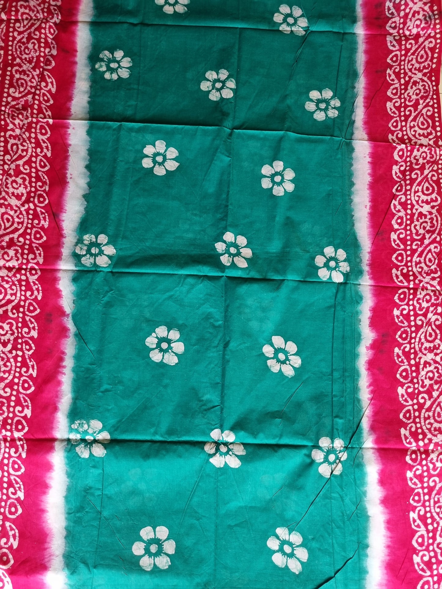 SKY BLUE & PINK BLOCK PRINT SAREE