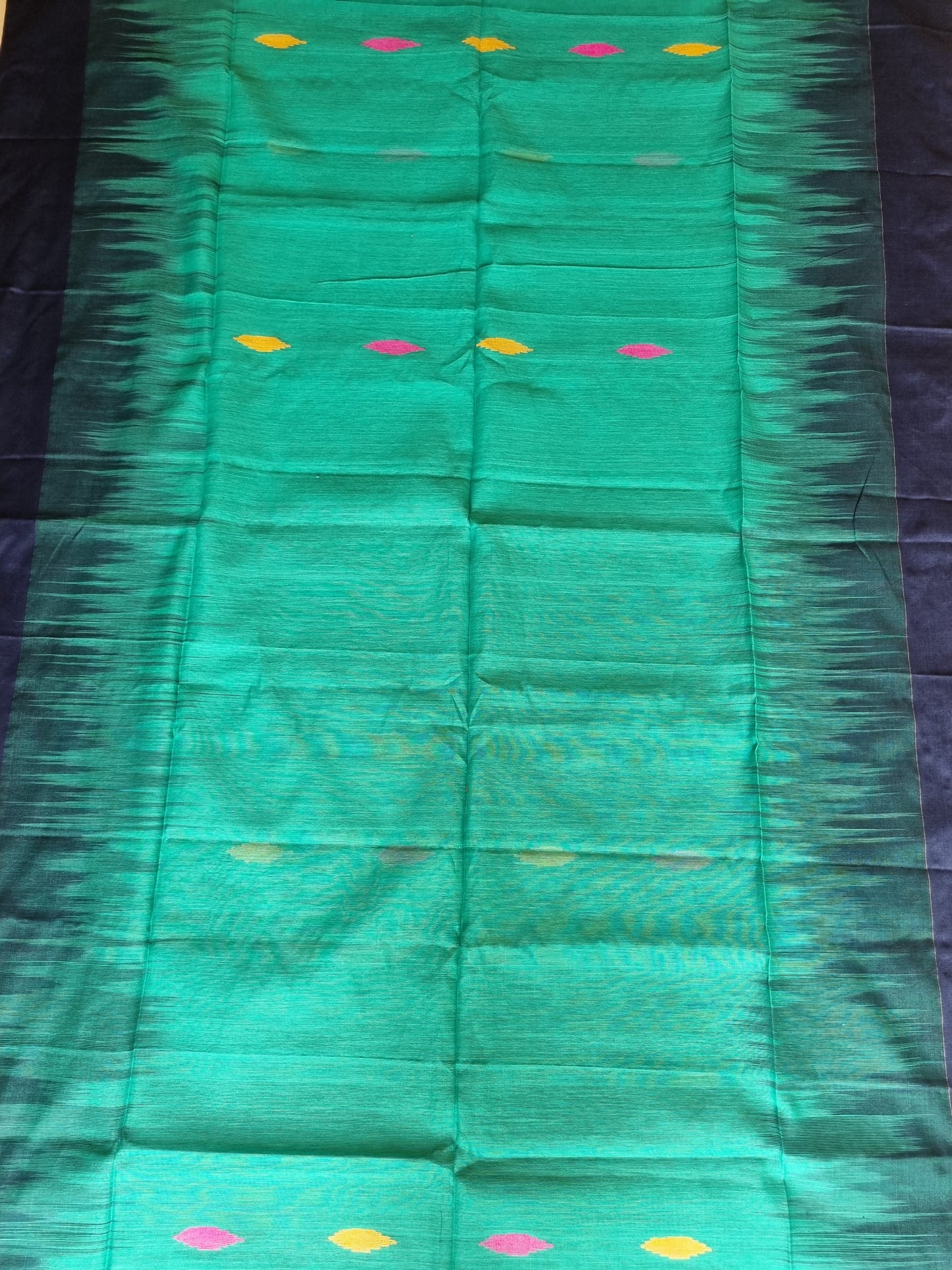 TEAL GREEN IKKOT PRINT SAREE