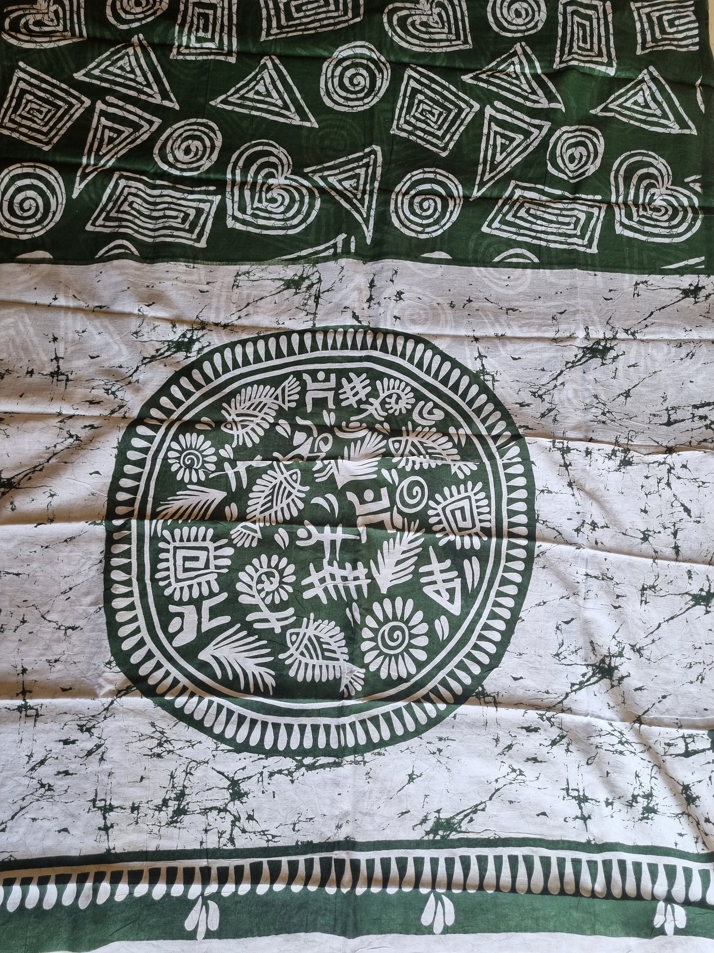 GREEN BLOCK PRINT SAREE