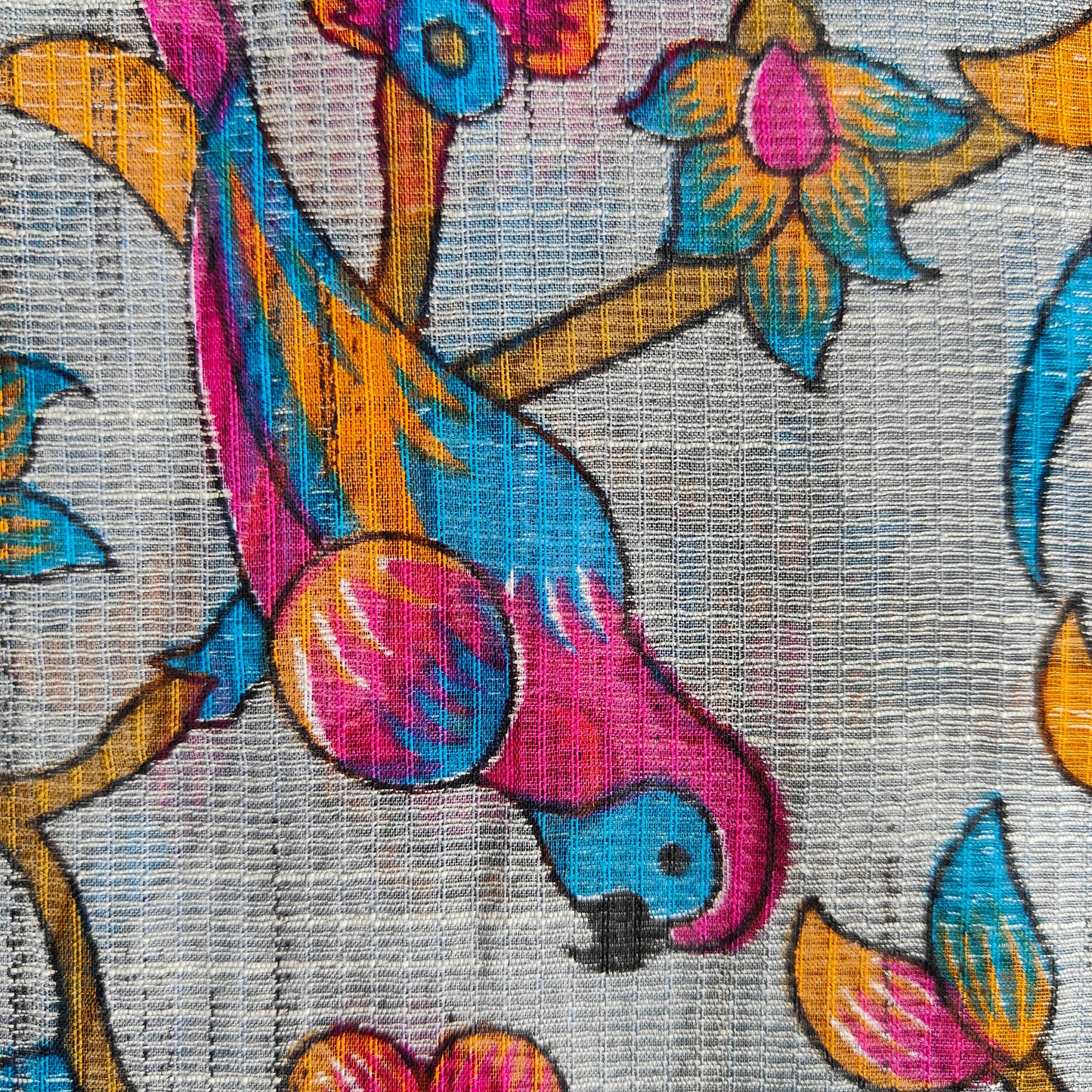 YELLOW COTTON KALAMKARI SAREE