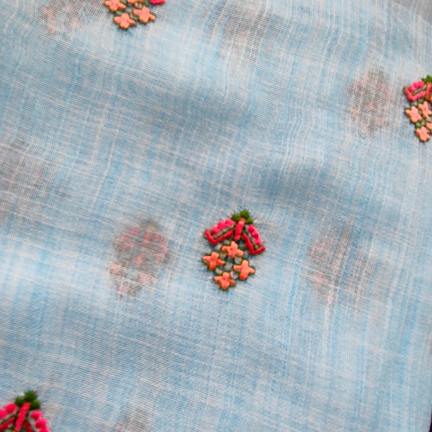 SKY BLUE COTTON LINEN SAREE