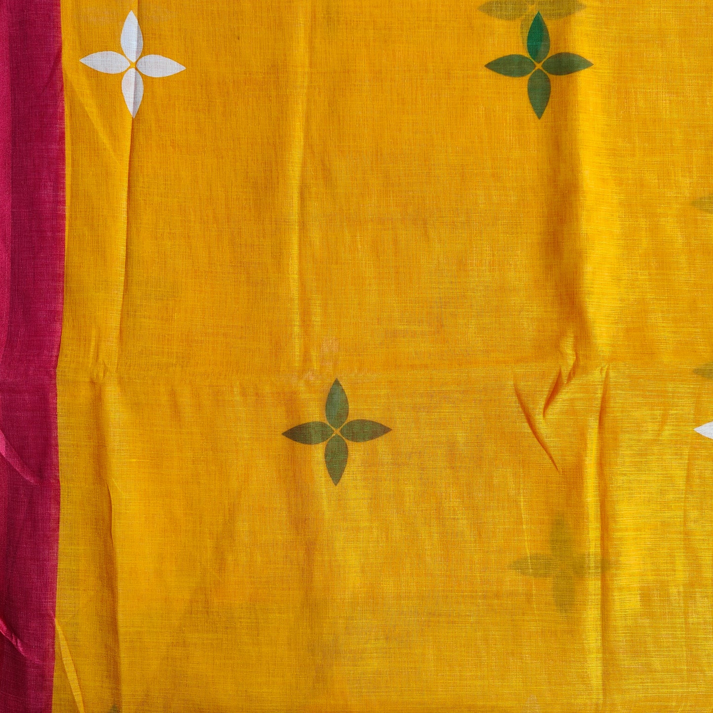 YELLOW AND GREEN PURE COTTON SAREE