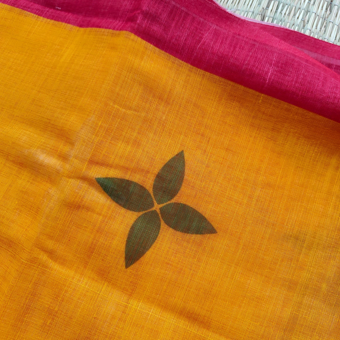 YELLOW AND GREEN PURE COTTON SAREE