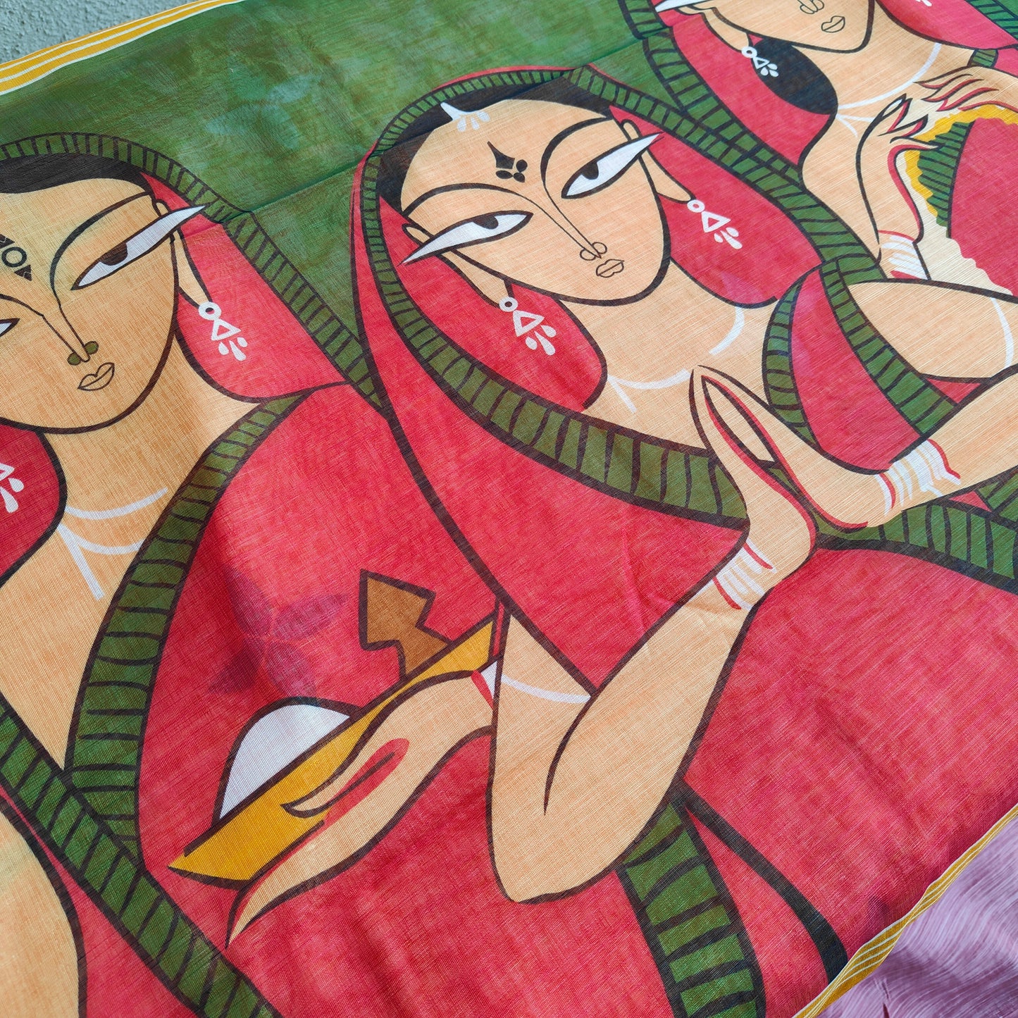 YELLOW AND GREEN PURE COTTON SAREE