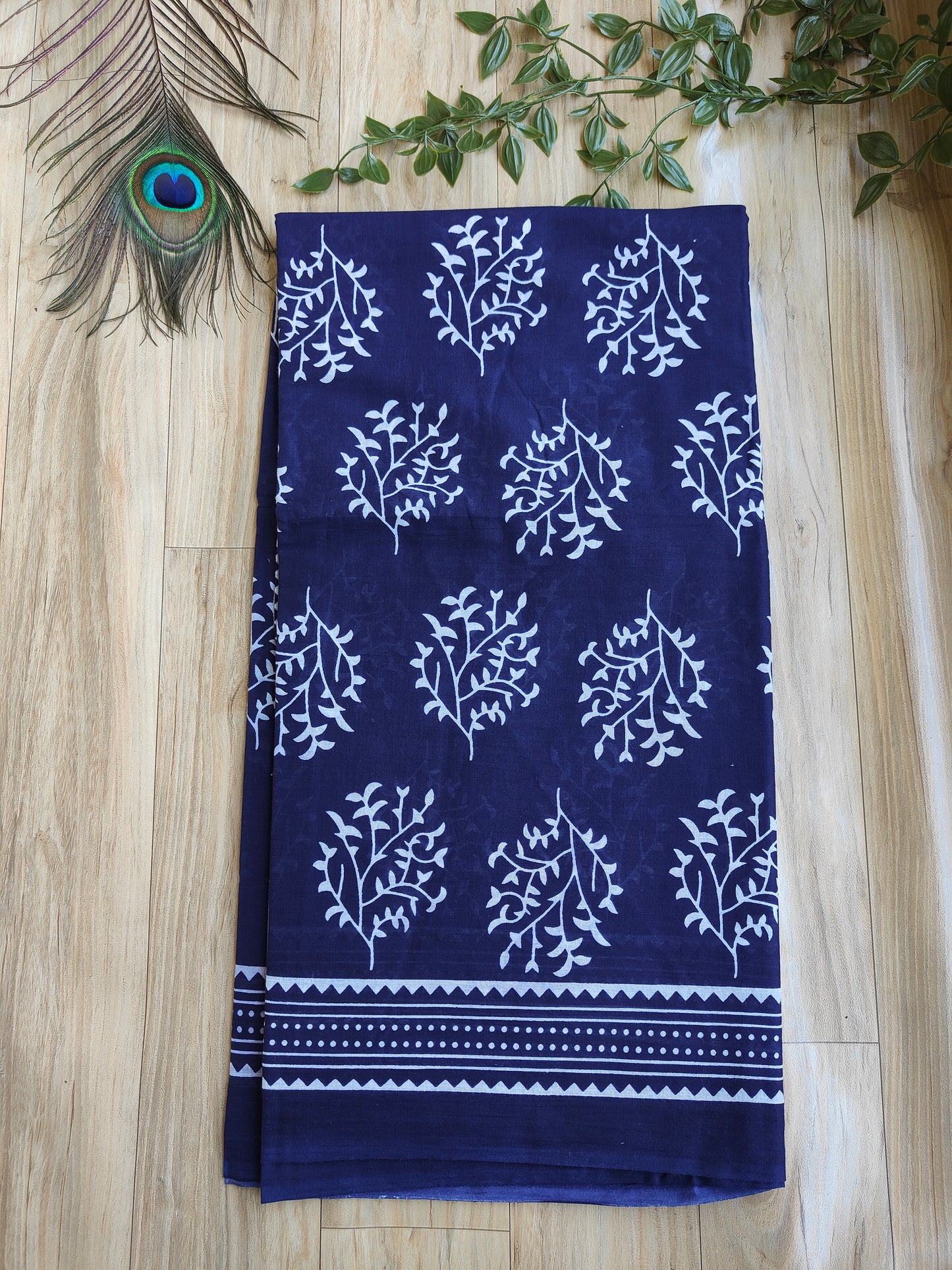 BLUE MULMUL COTTON SAREE