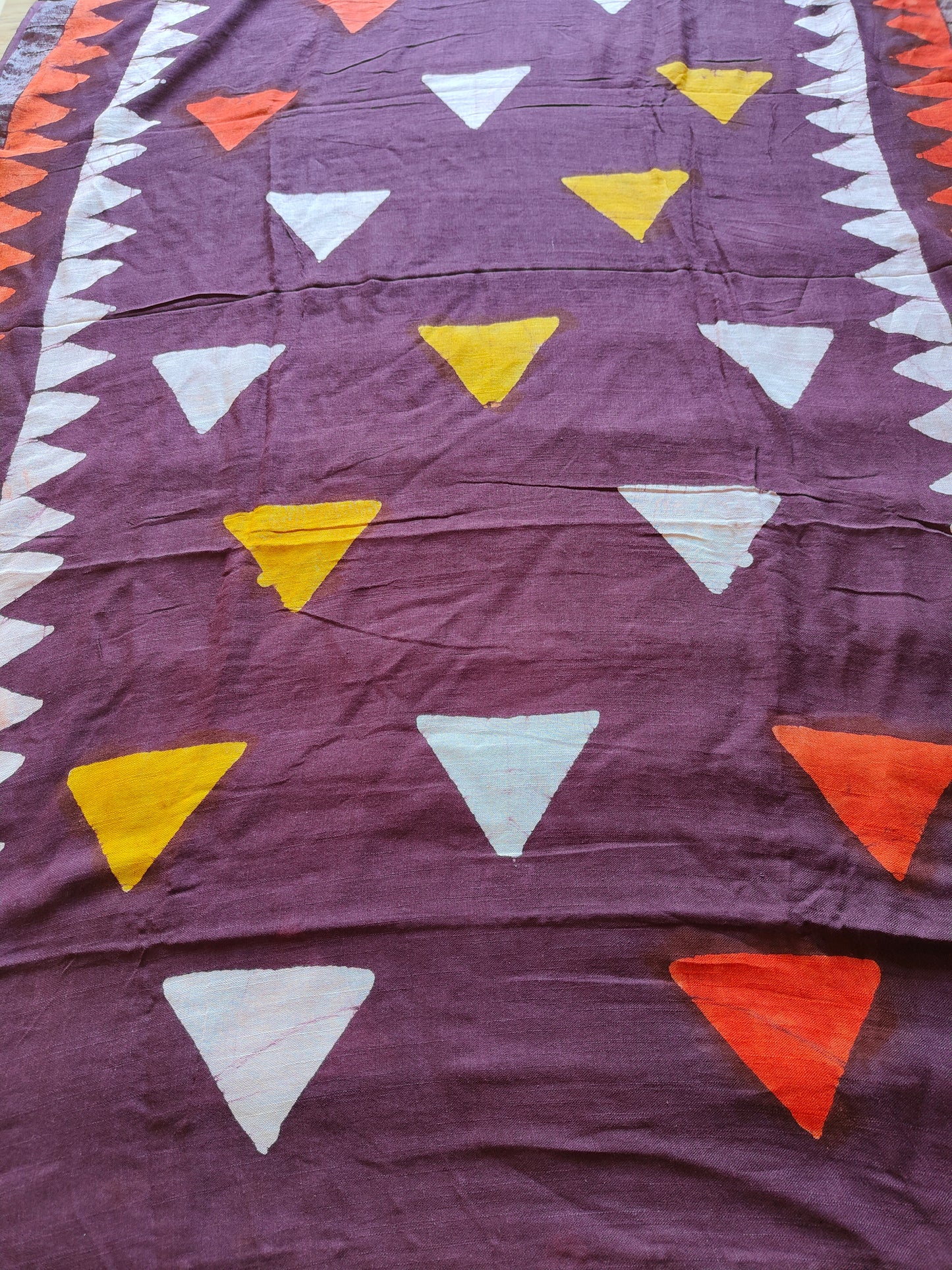 TRIANGULAR MULTICOLOR LINEN SAREE