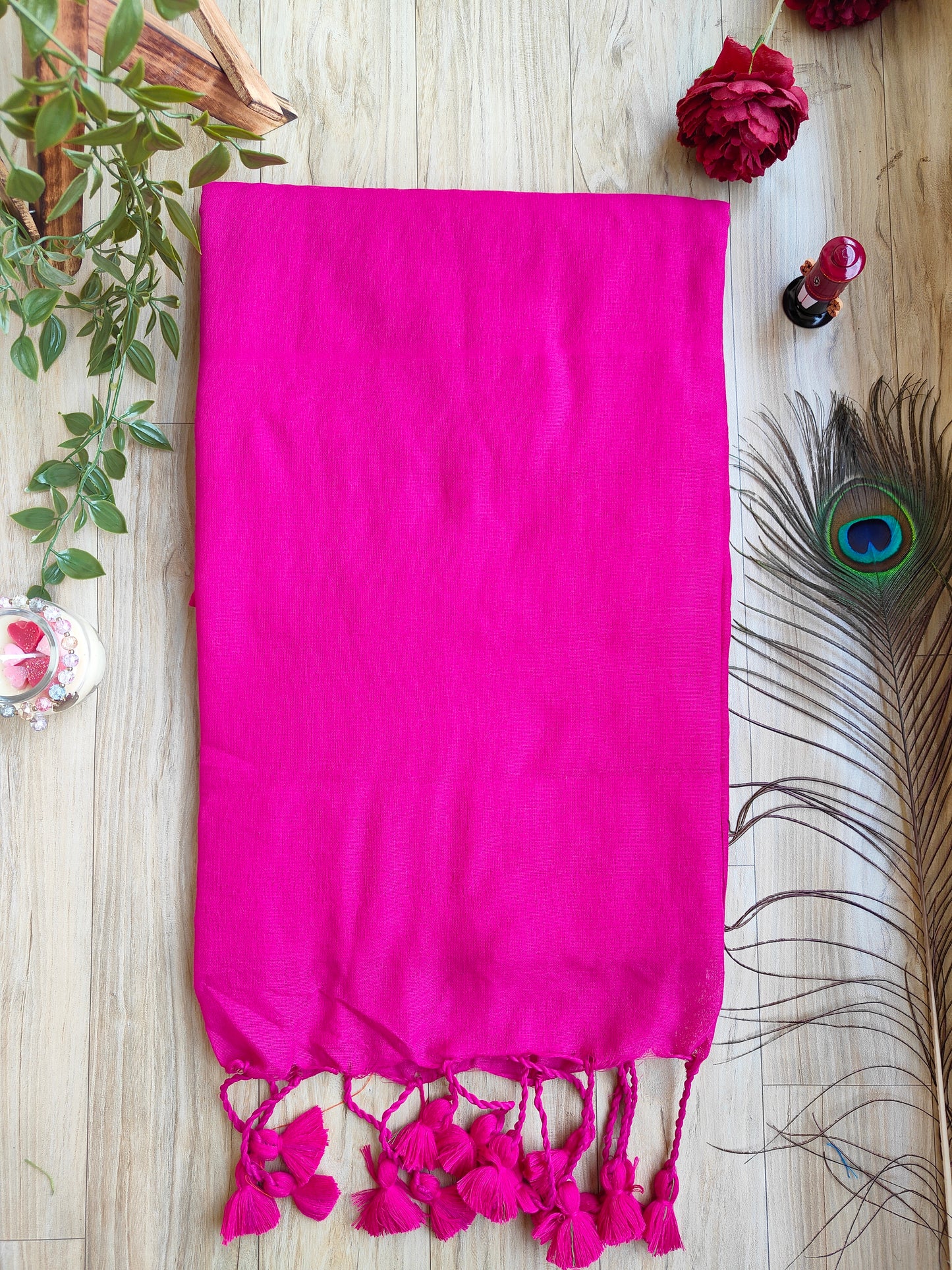 PINK KHADI COTTON SAREE