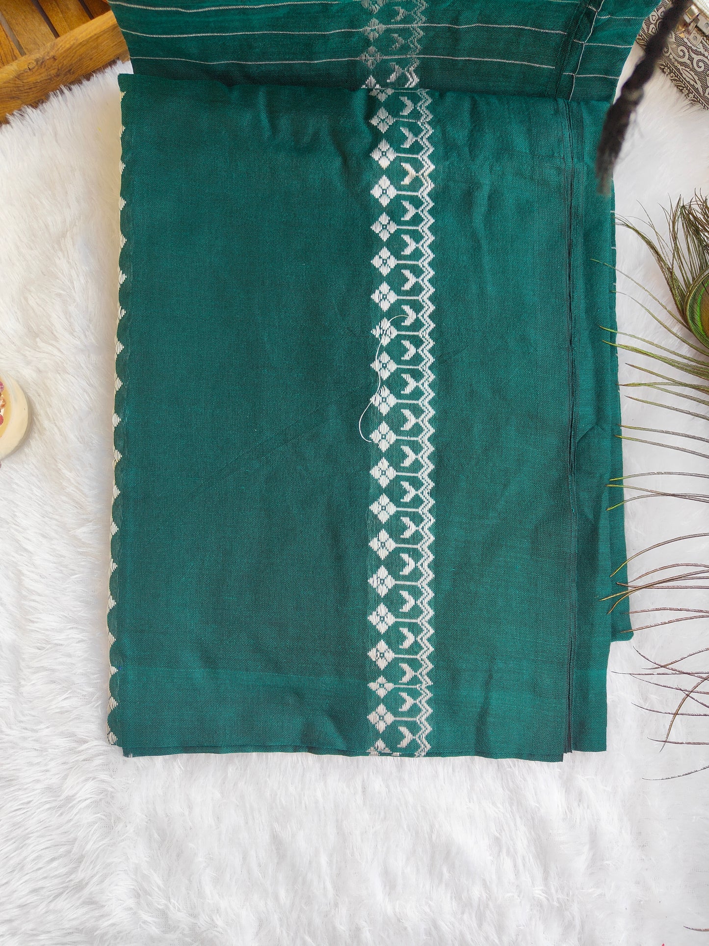 TEAL KHADI COTTON SAREE