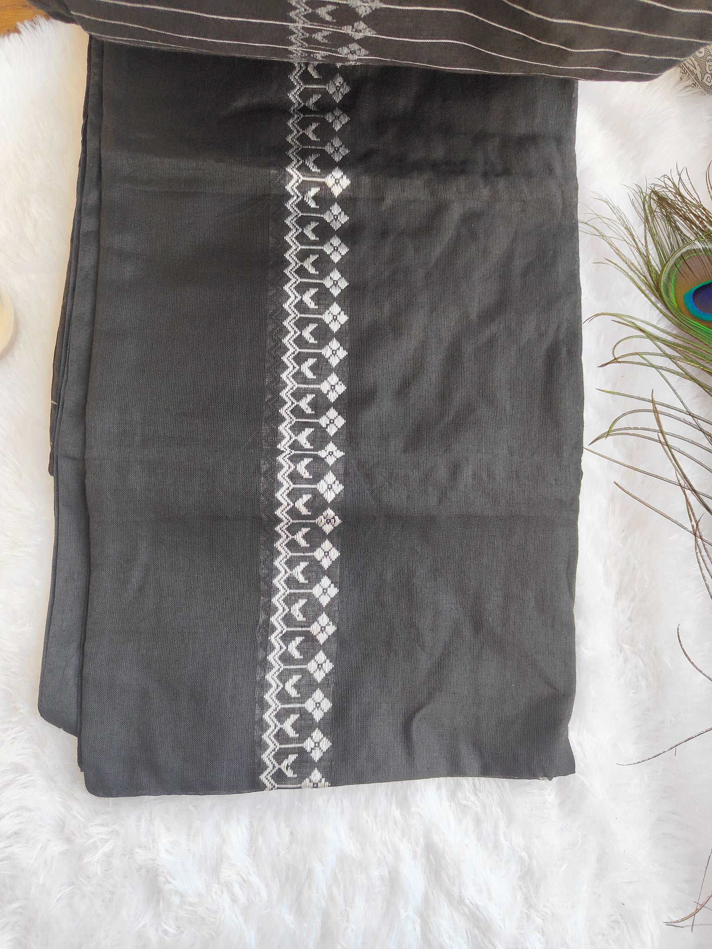 BLACK KHADI COTTON SAREE