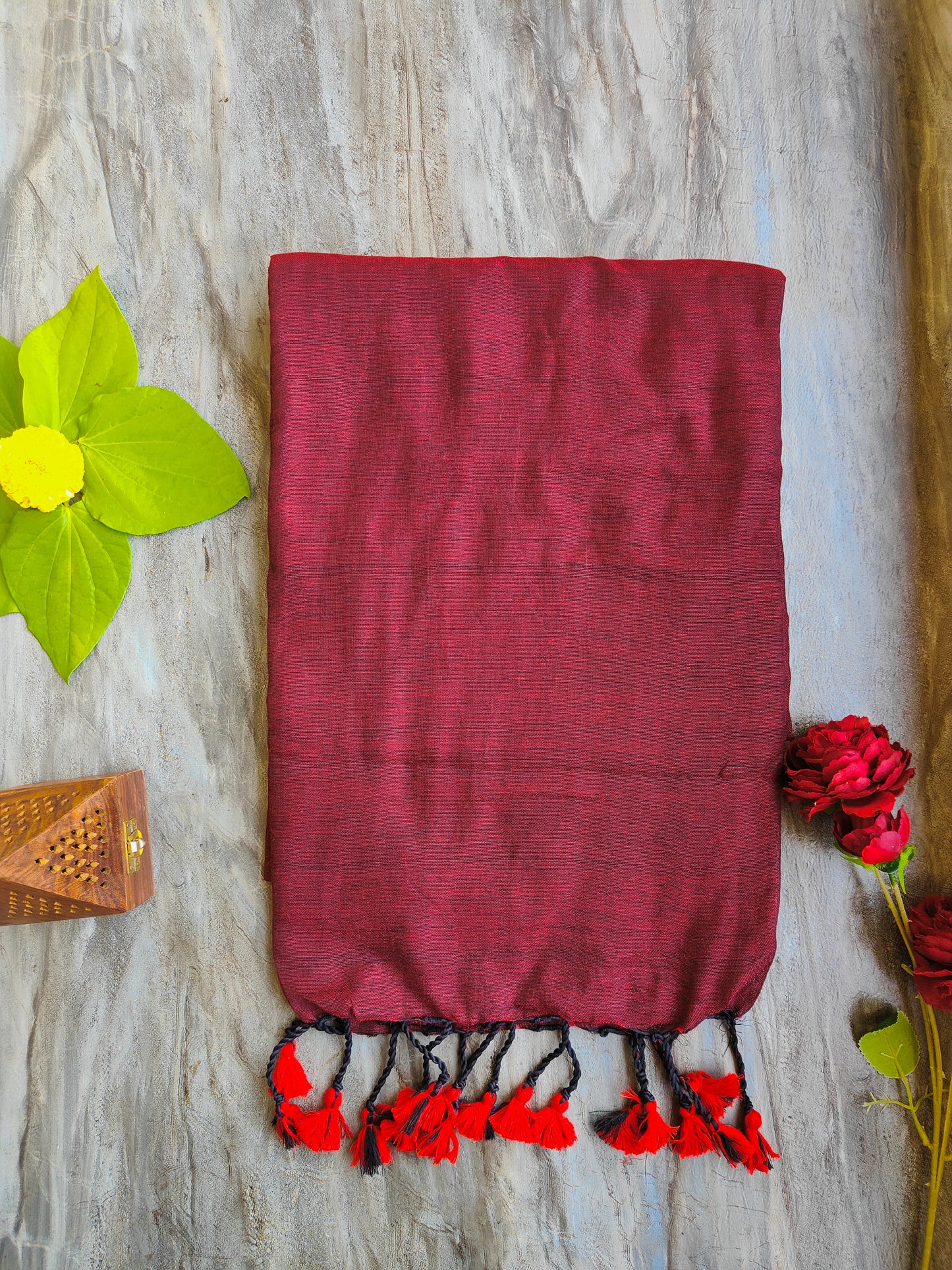 MAROON KHADI COTTON SAREE