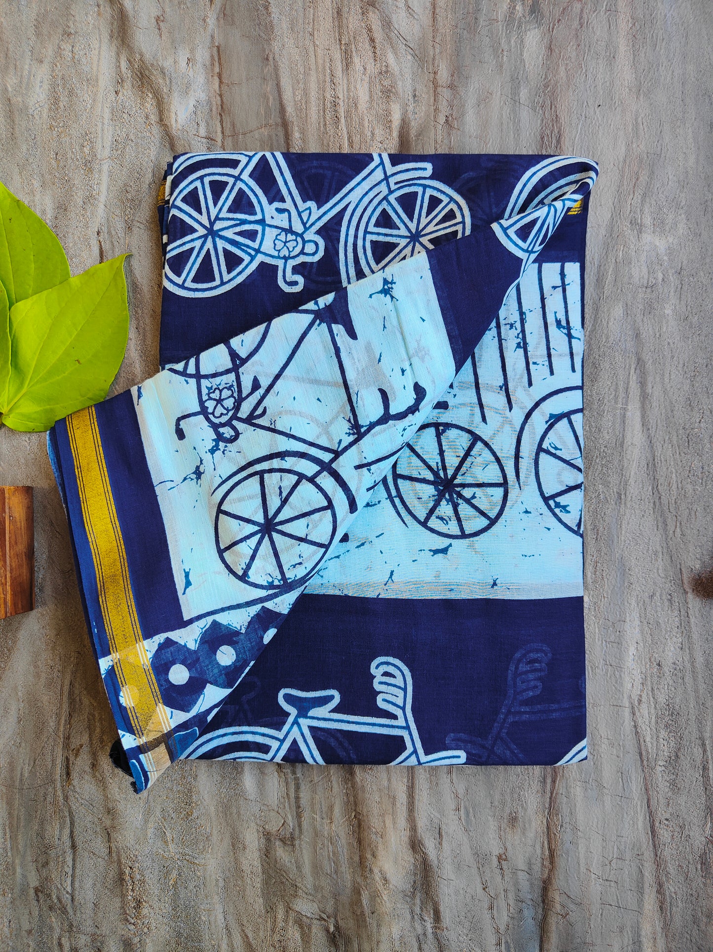 INDIGO AJRAKH CHANDERI COTTON SAREE