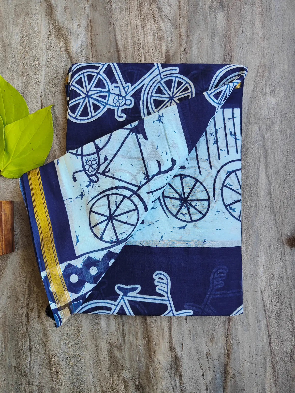 INDIGO AJRAKH CHANDERI COTTON SAREE