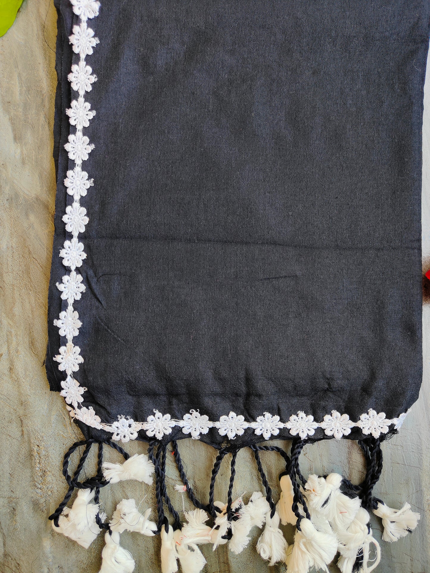 BLACK LACE KHADI COTTON SAREE