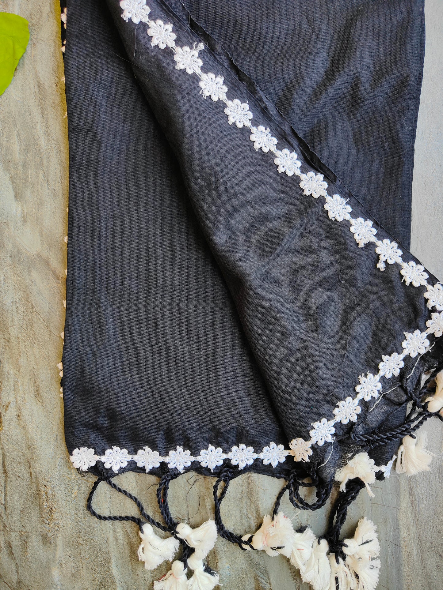 BLACK LACE KHADI COTTON SAREE
