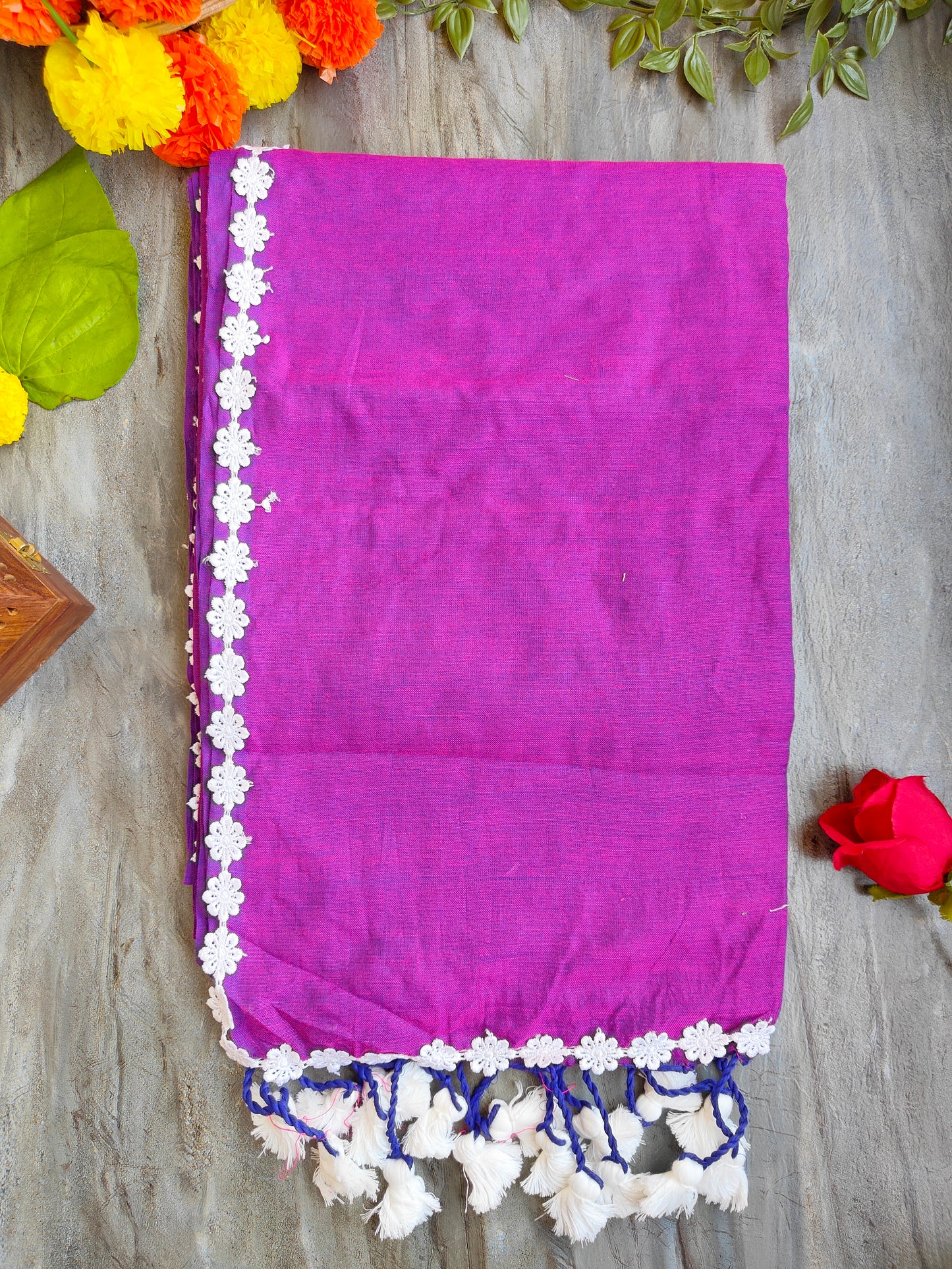 PURPLE LACE KHADI COTTON SAREE