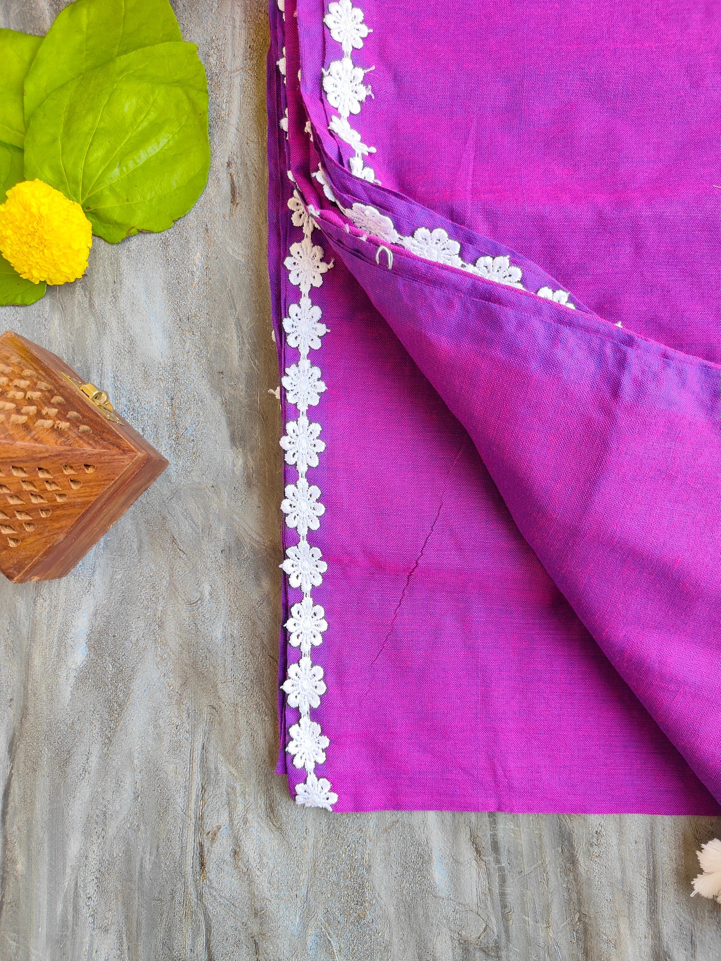 PURPLE LACE KHADI COTTON SAREE