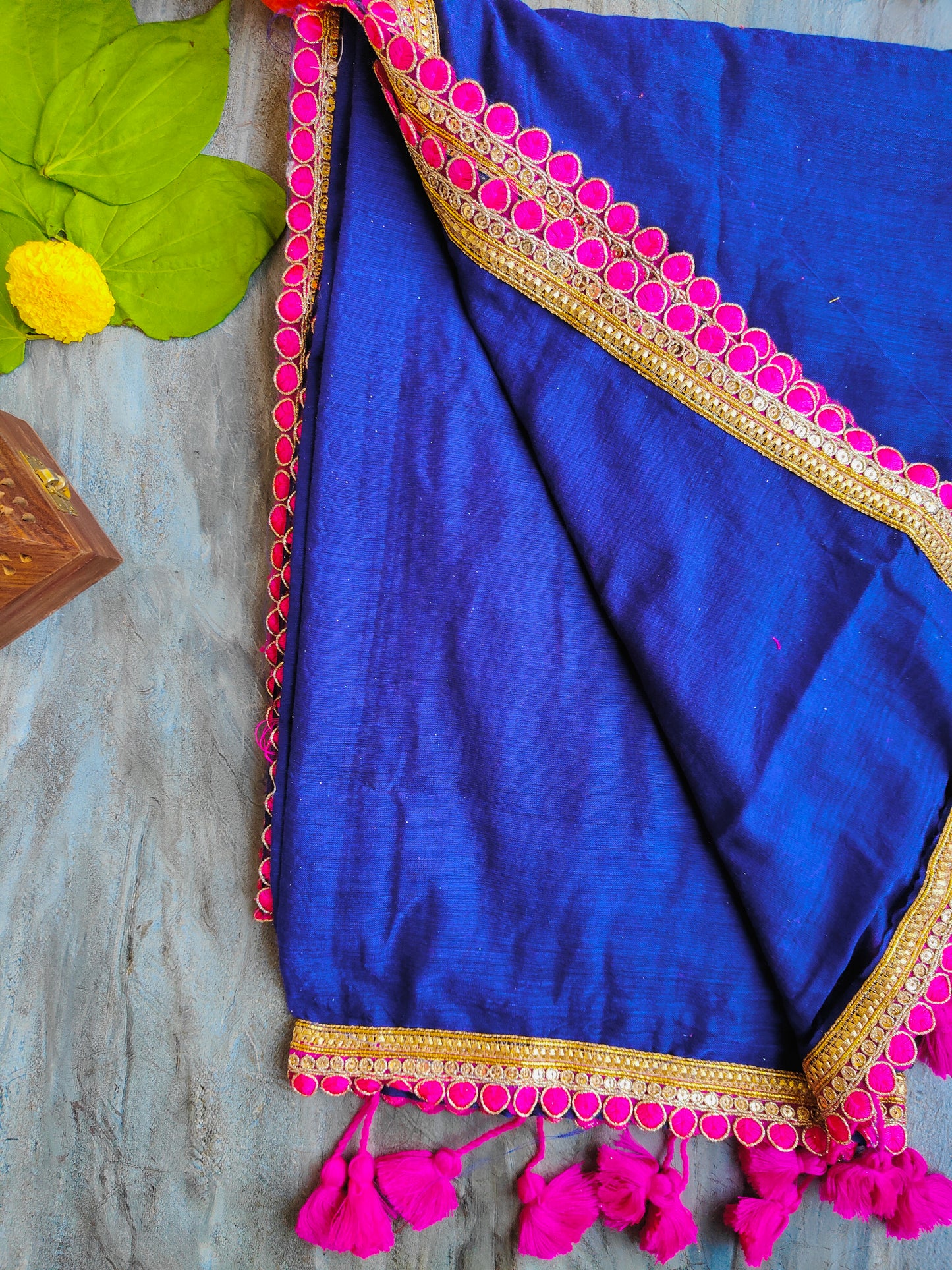 BLUE LACE MUL COTTON SAREE