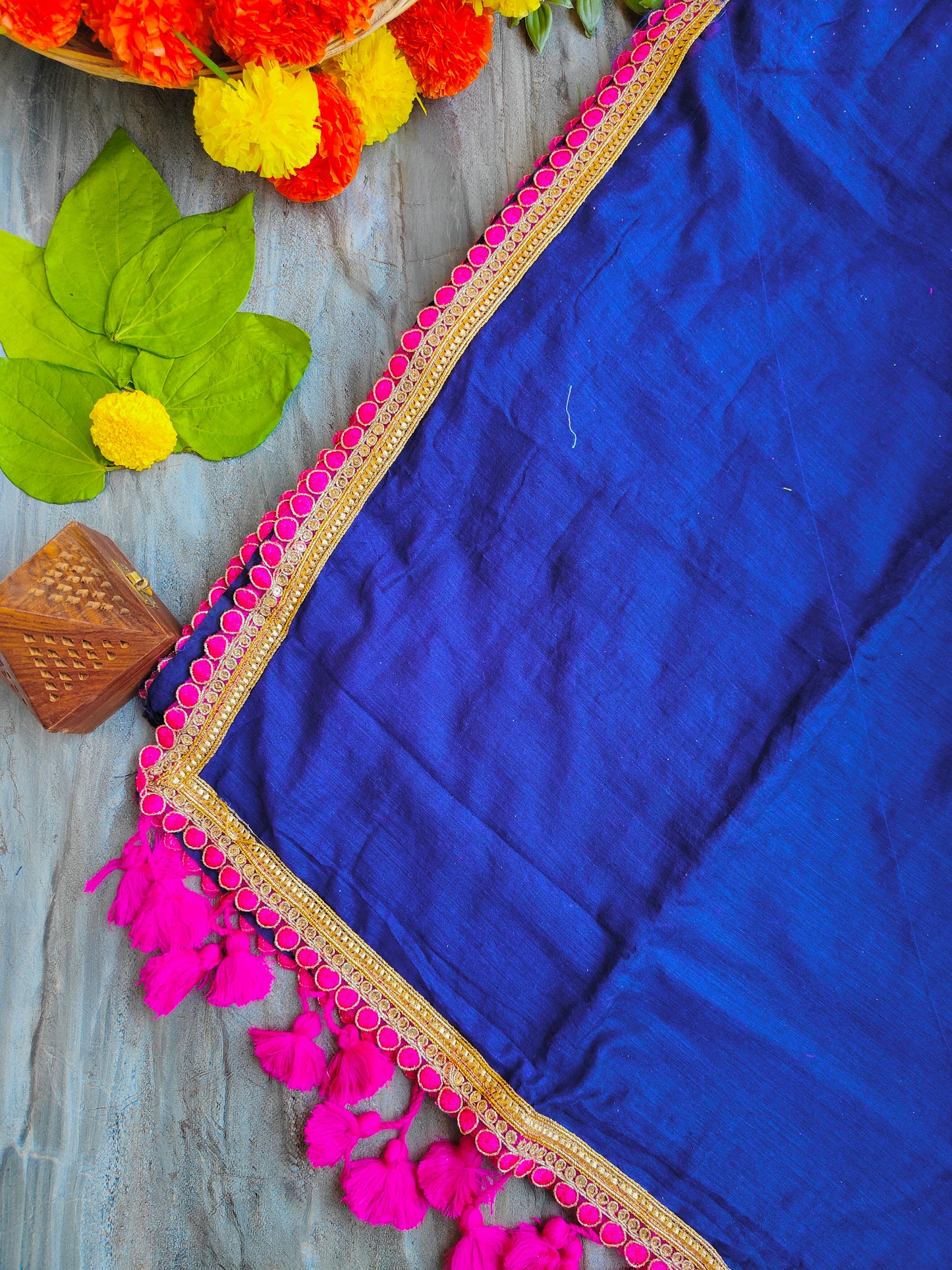 BLUE LACE MUL COTTON SAREE