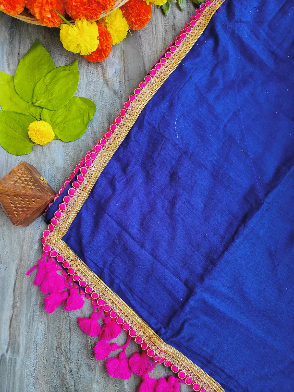 BLUE LACE MUL COTTON SAREE