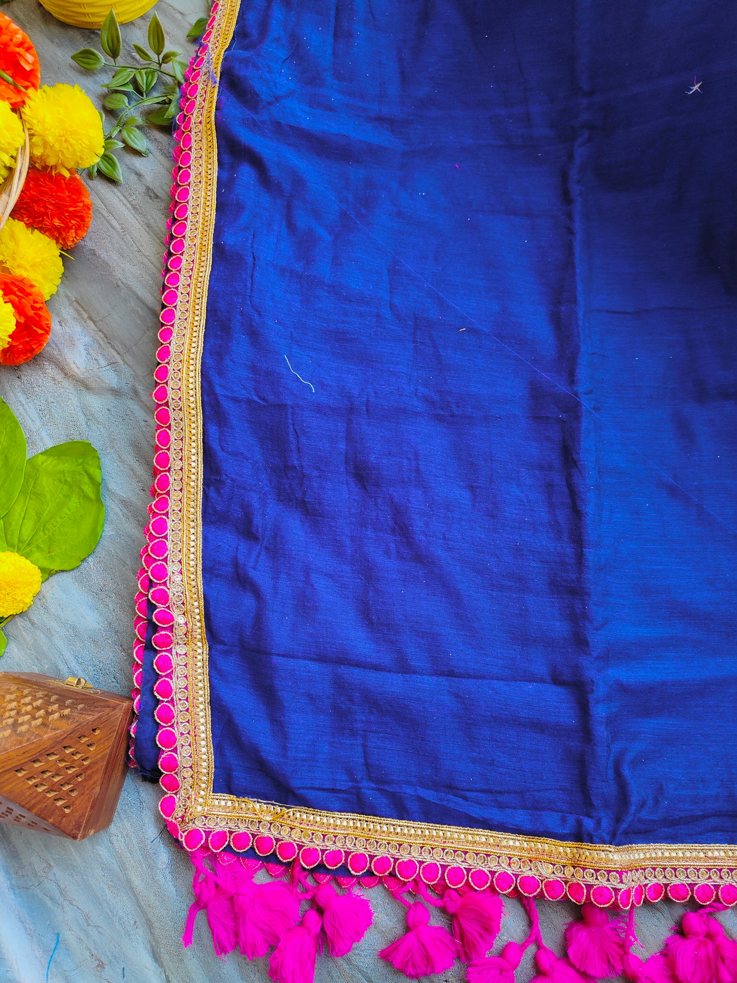 BLUE LACE MUL COTTON SAREE