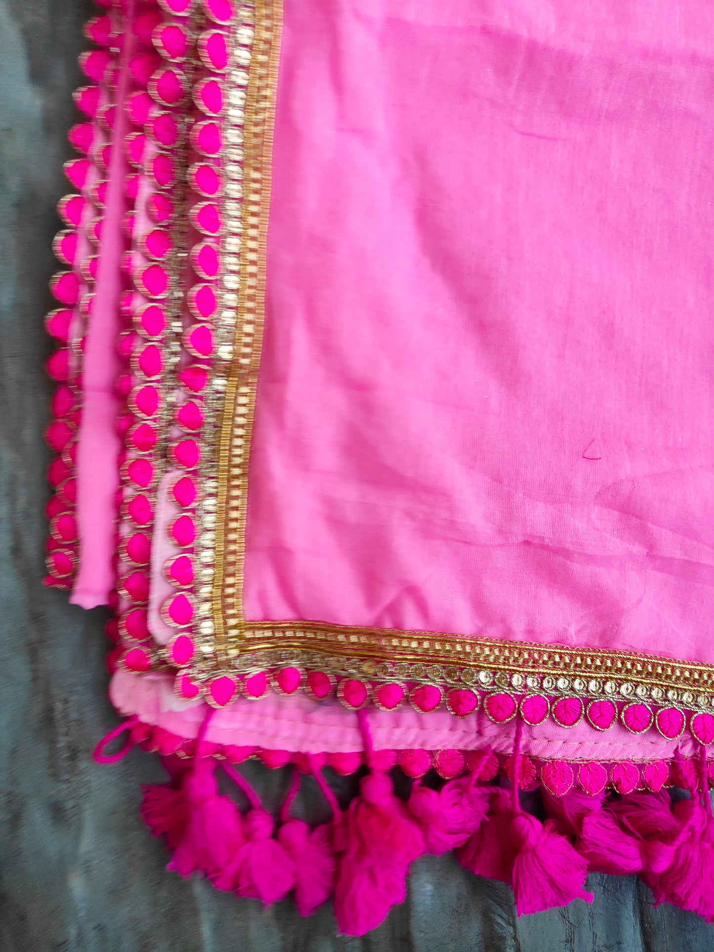 PINK LACE MUL COTTON SAREE