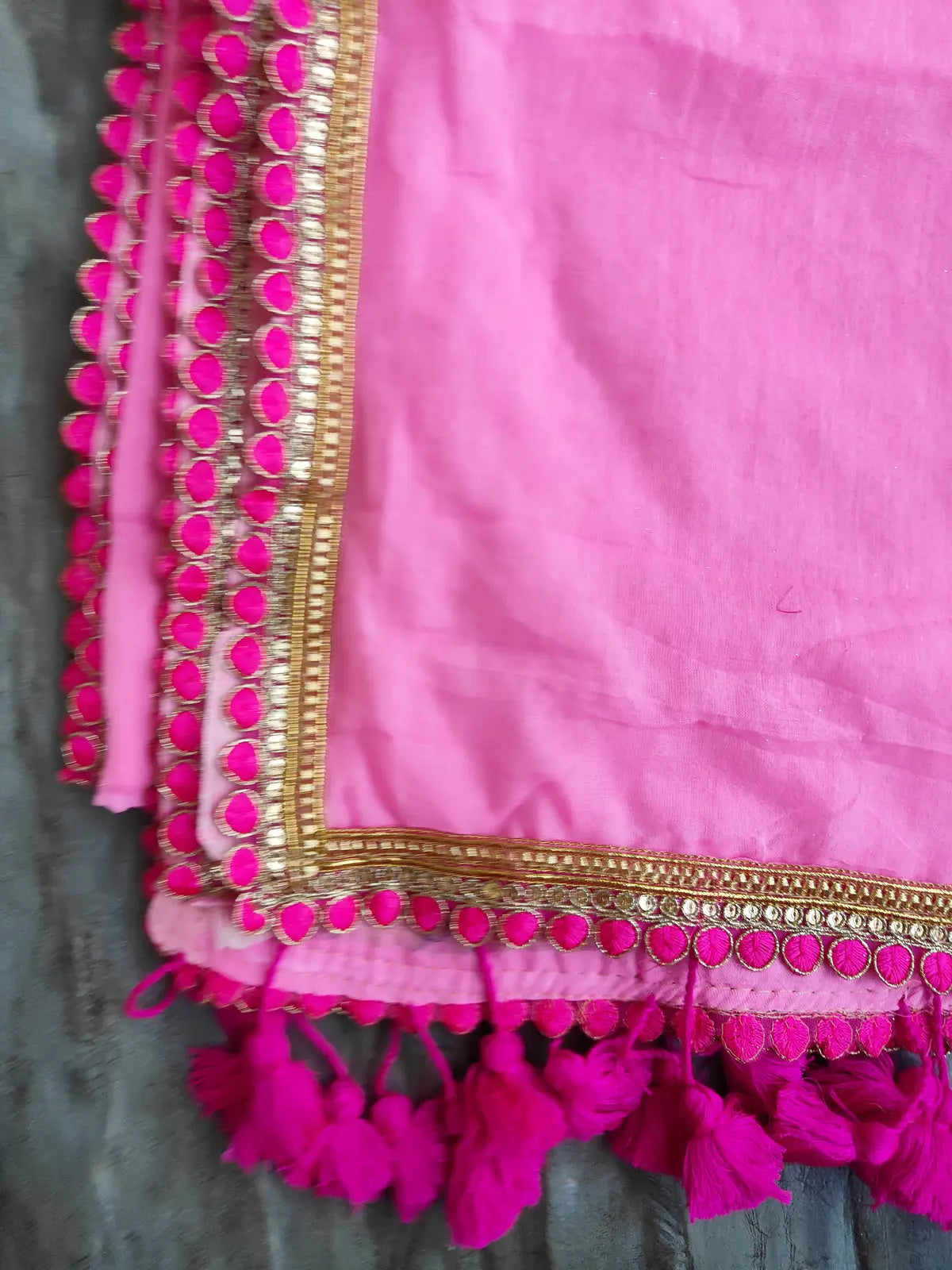 PINK LACE MUL COTTON SAREE