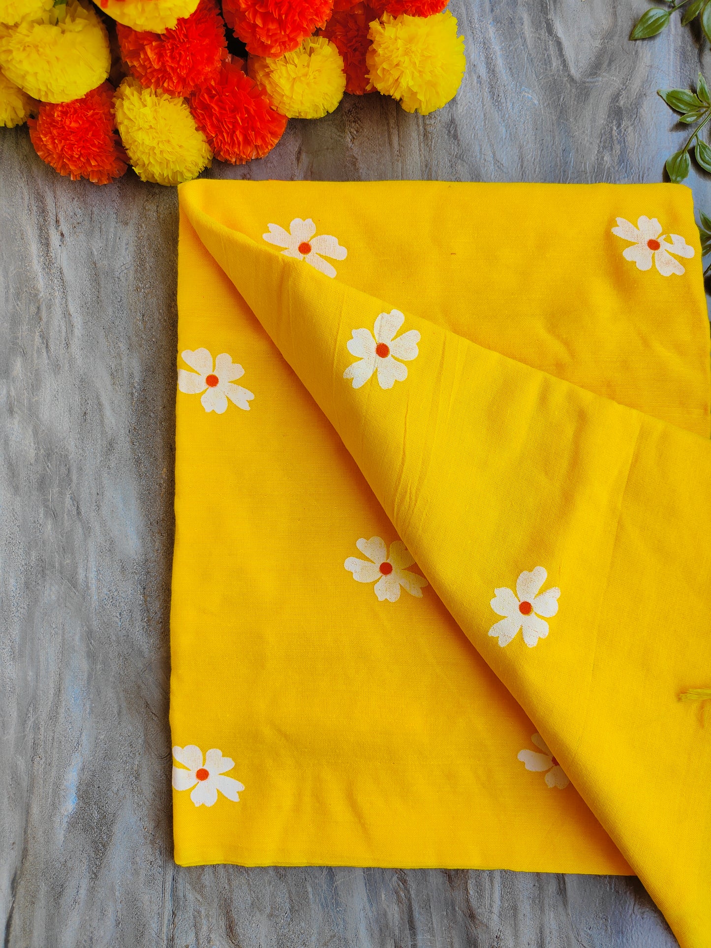 YELLOW JASMINE HAND PAINTED KHADI COTTON SAREE