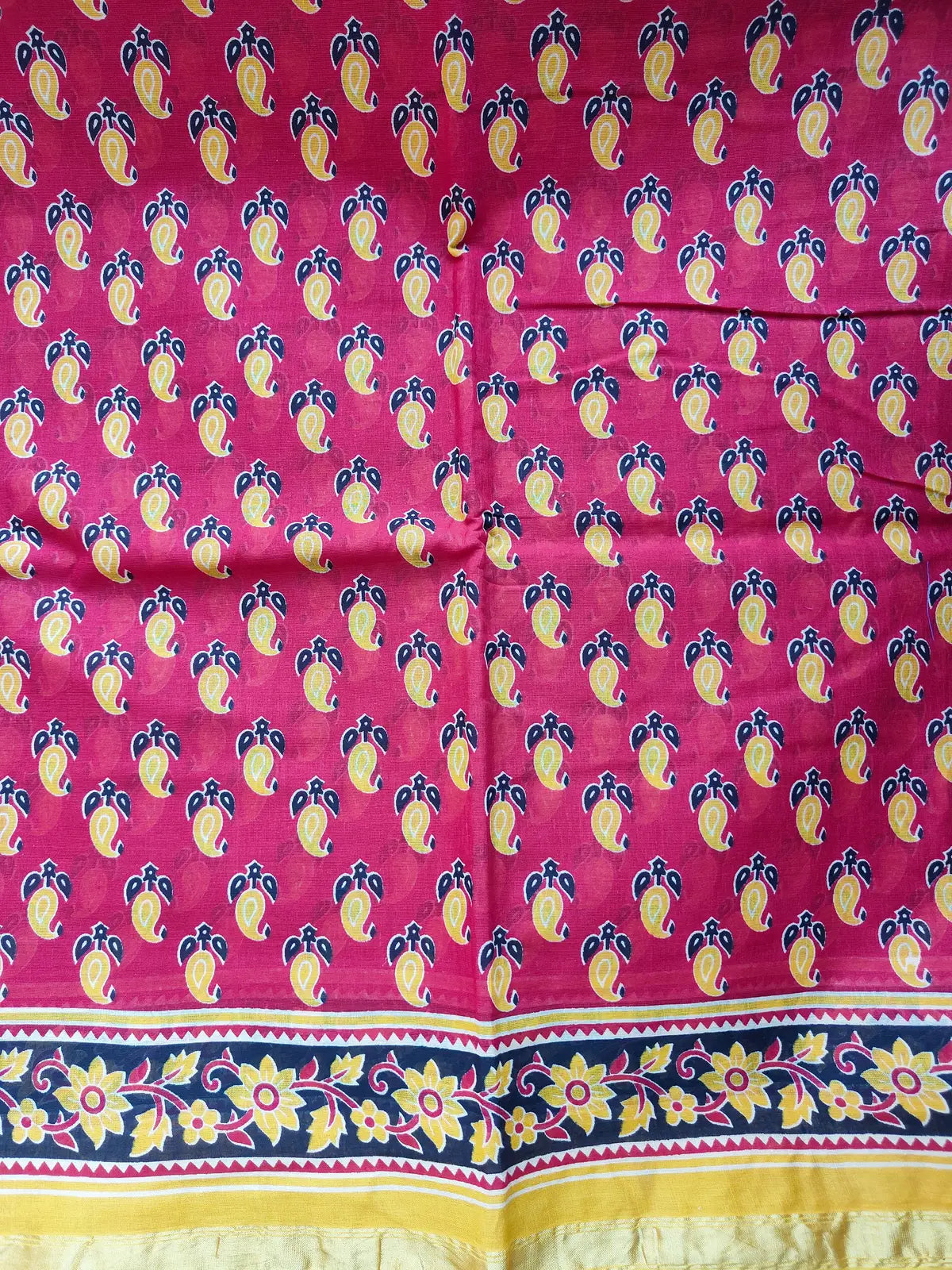 RED MANGO AJRAKH CHANDERI COTTON SAREE