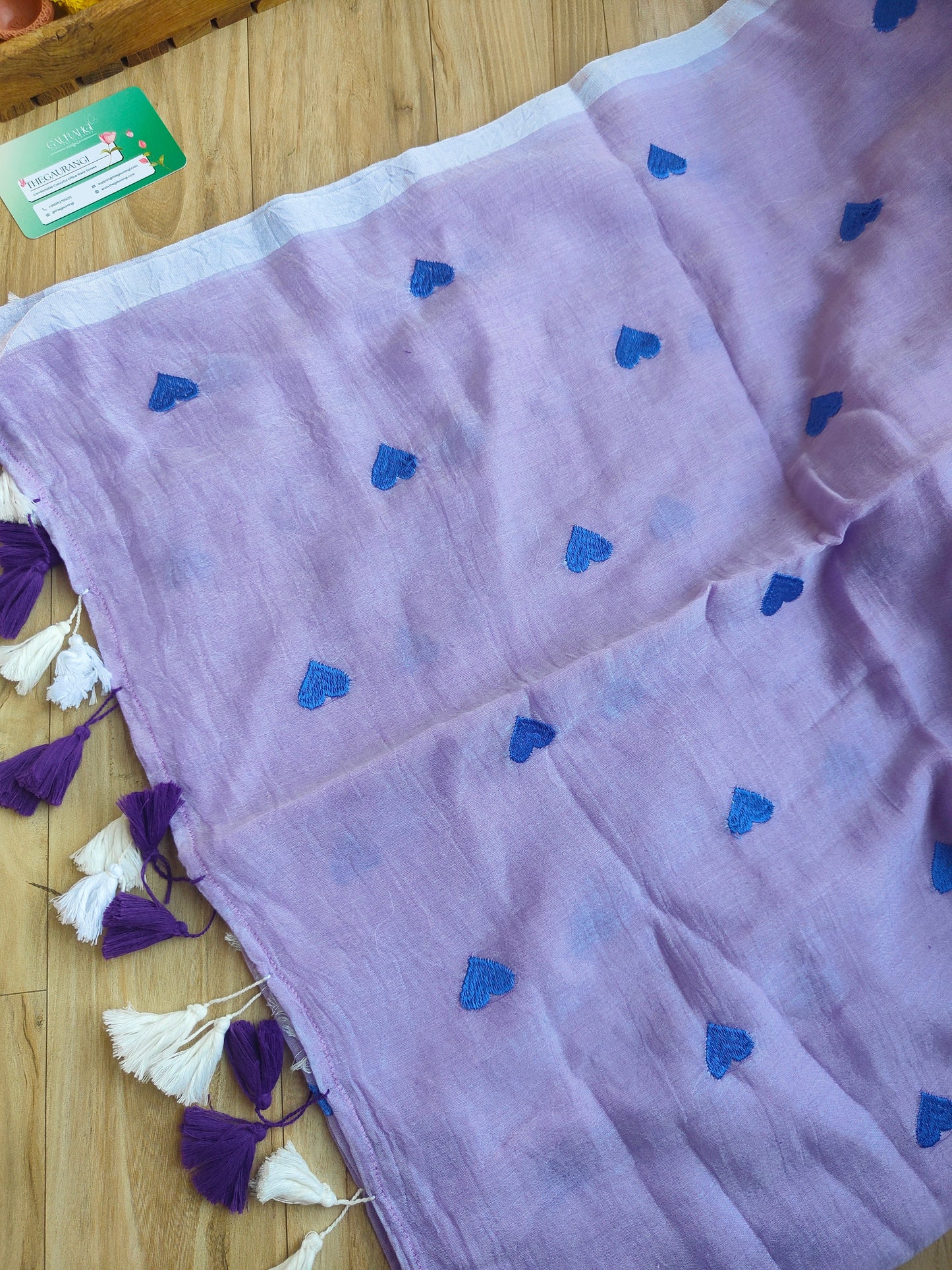 LAVENDER HEART MUL COTTON SAREE