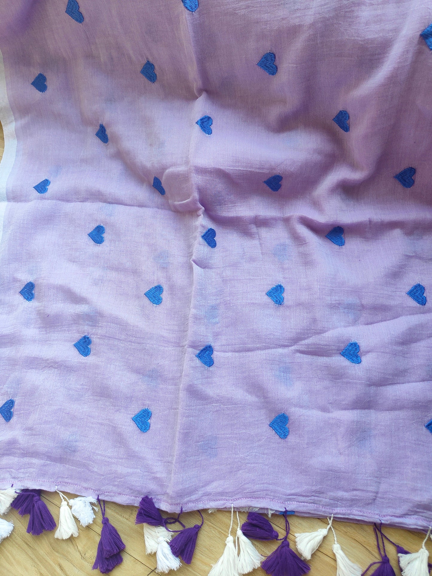 LAVENDER HEART MUL COTTON SAREE
