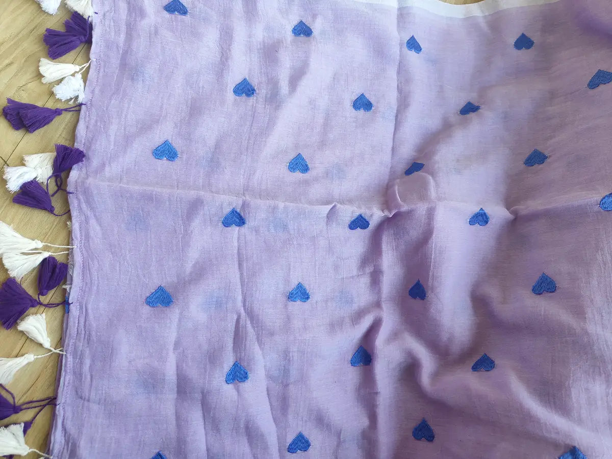 LAVENDER HEART MUL COTTON SAREE