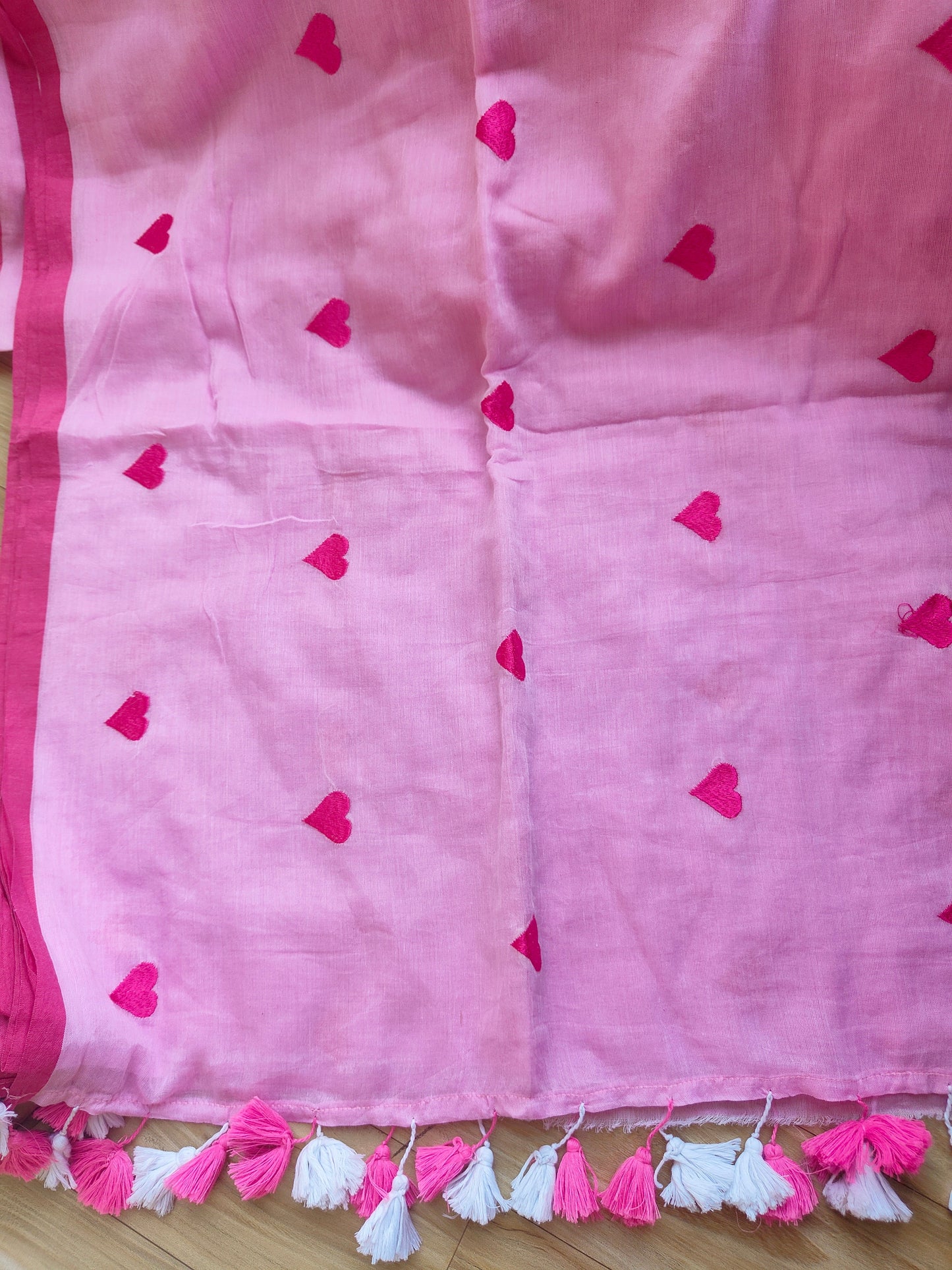 PINK HEART MUL COTTON SAREE