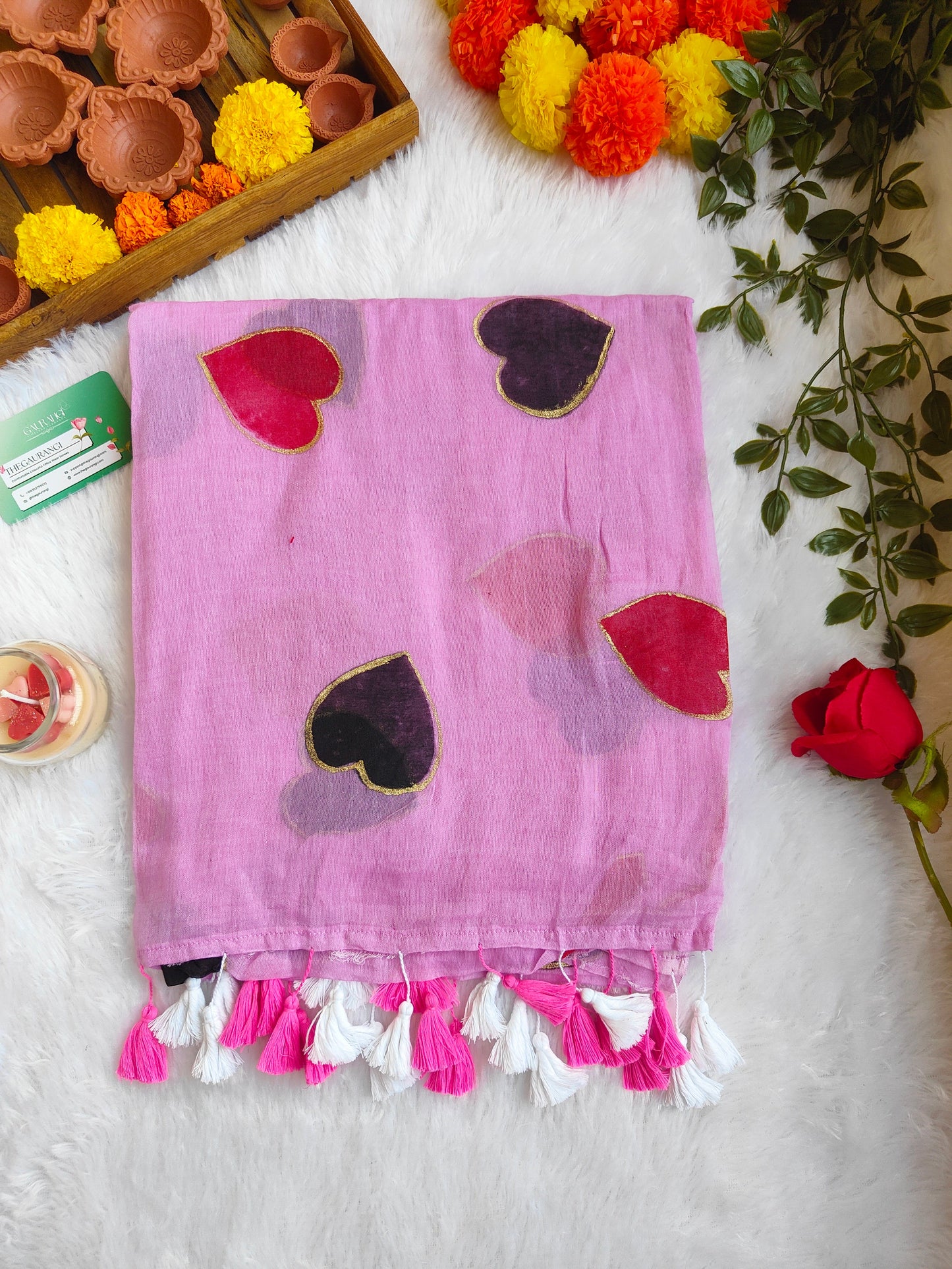 PINK HEART MUL COTTON SAREE