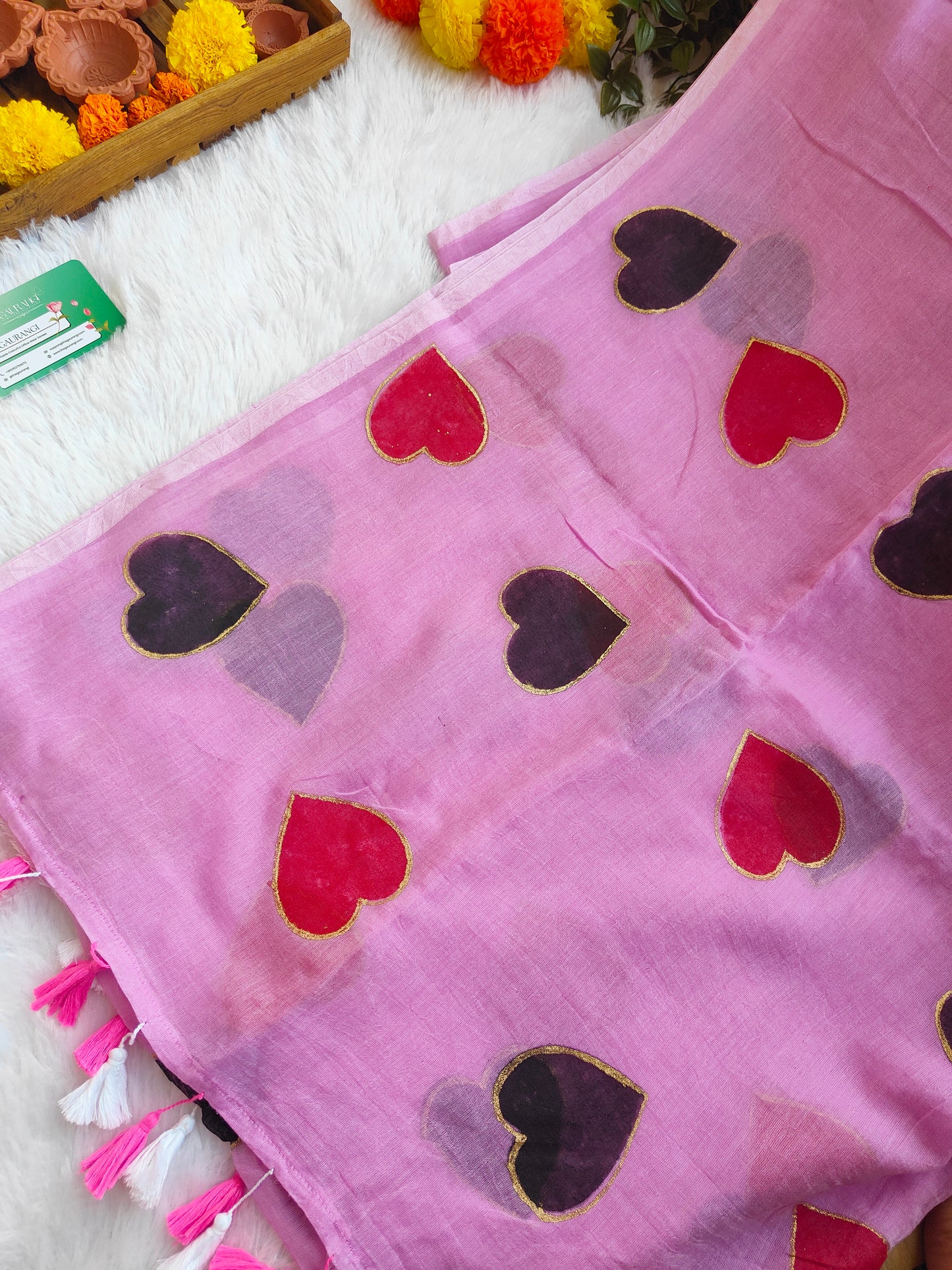 PINK HEART MUL COTTON SAREE