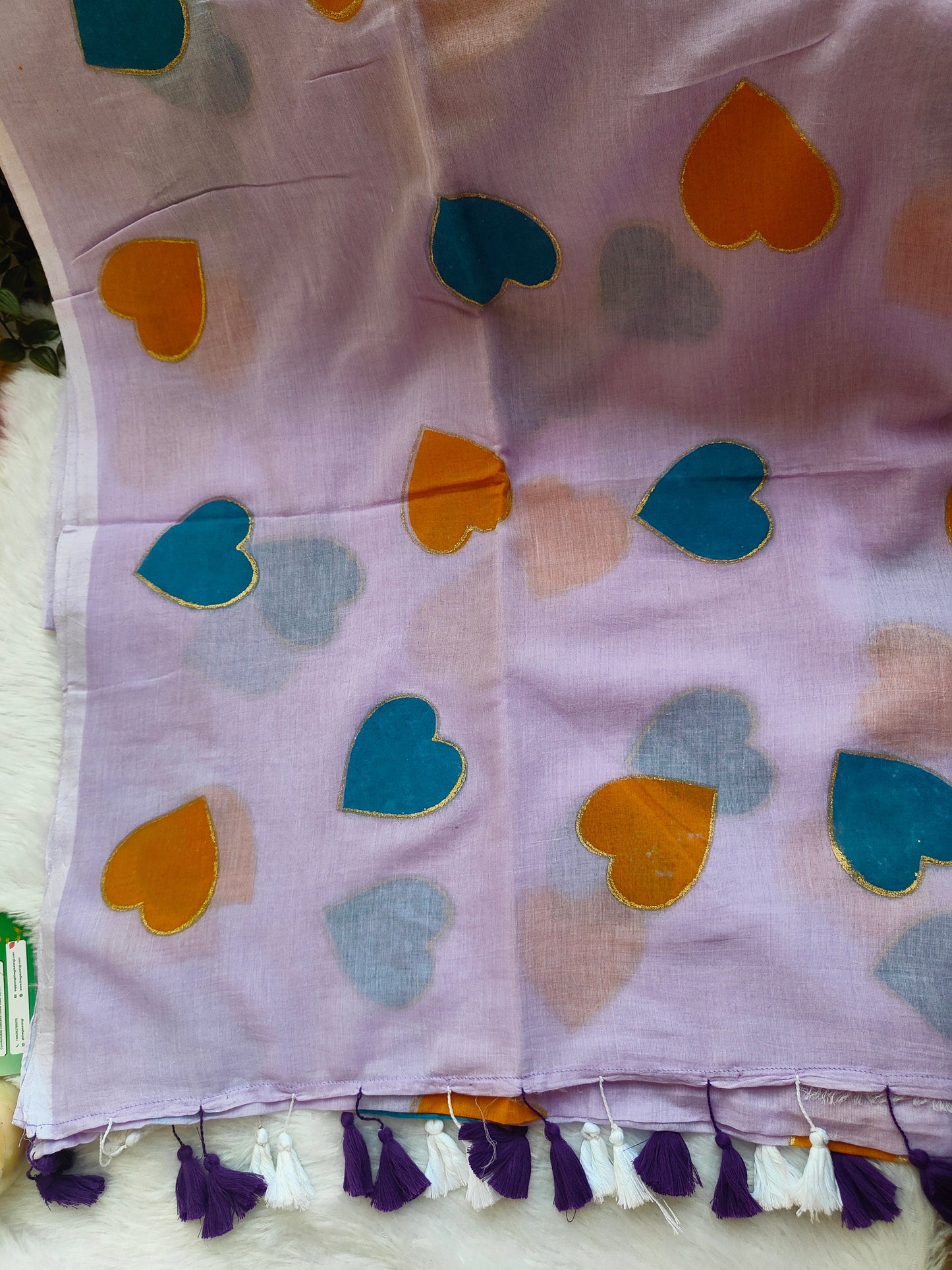 LAVENDER PURPLE HEART MUL COTTON SAREE