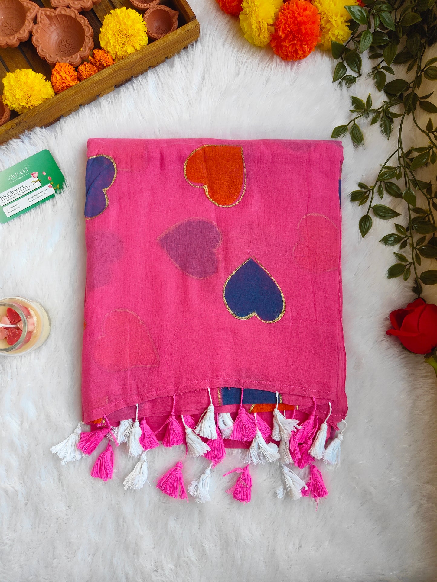 SOFT PINK HEART MUL COTTON SAREE