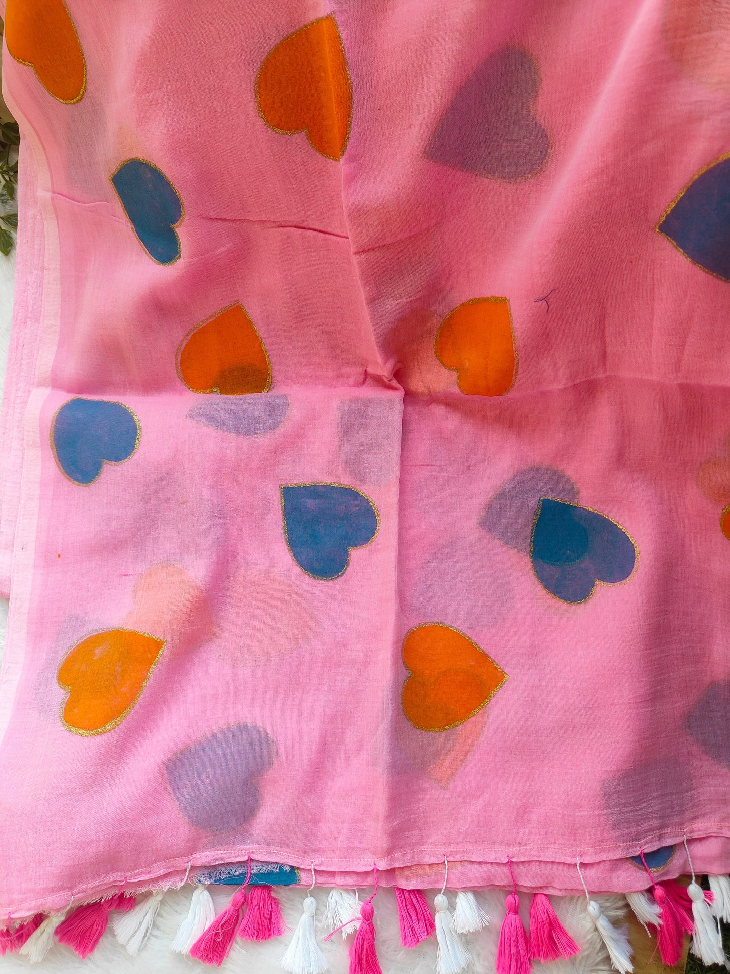 BABY PINK HEART MUL COTTON SAREE