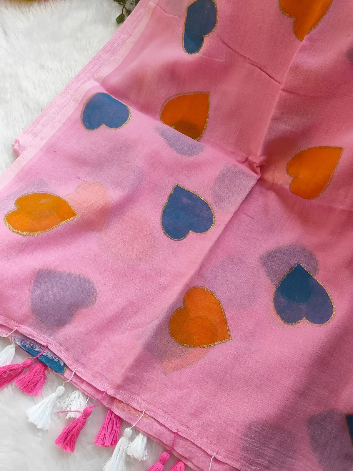 BABY PINK HEART MUL COTTON SAREE
