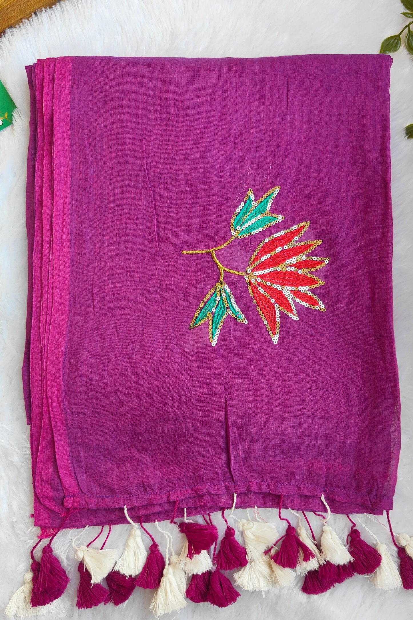 PURPLE LOTUS SITARA MUL COTTON SAREE