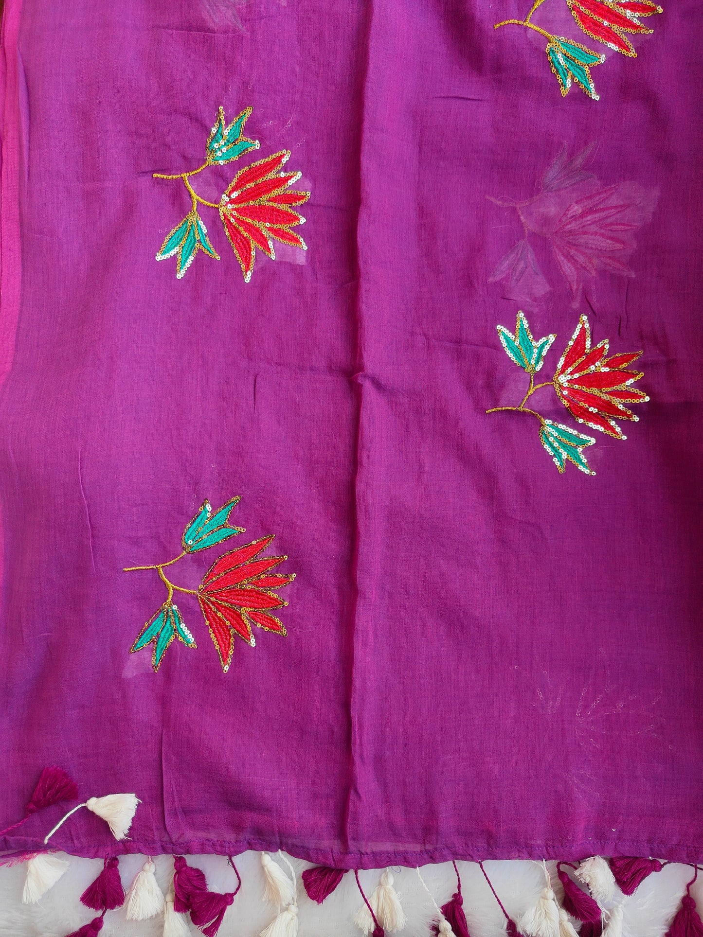 PURPLE LOTUS SITARA MUL COTTON SAREE