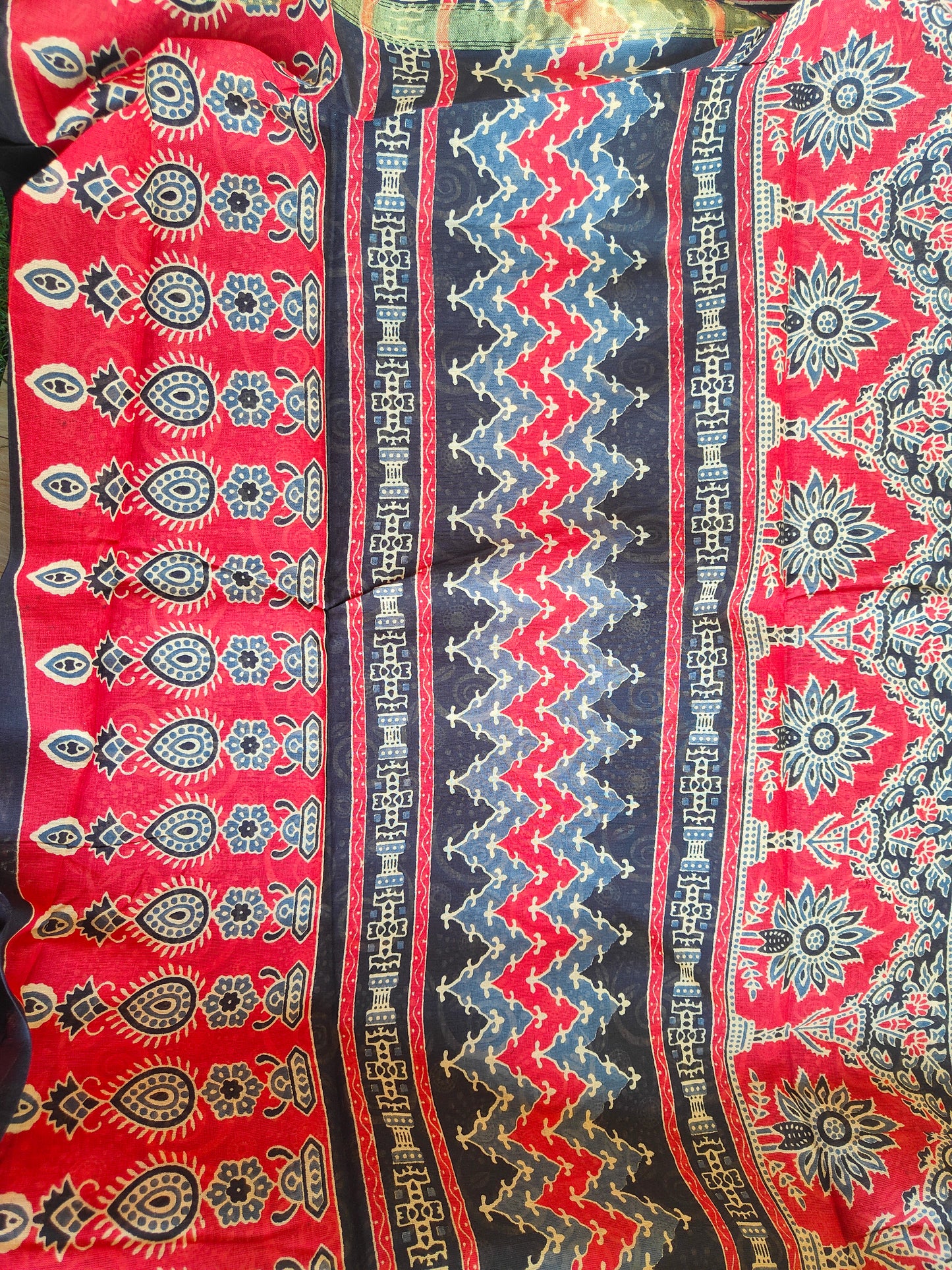BLACK AJRAKH CHANDERI COTTON SAREE