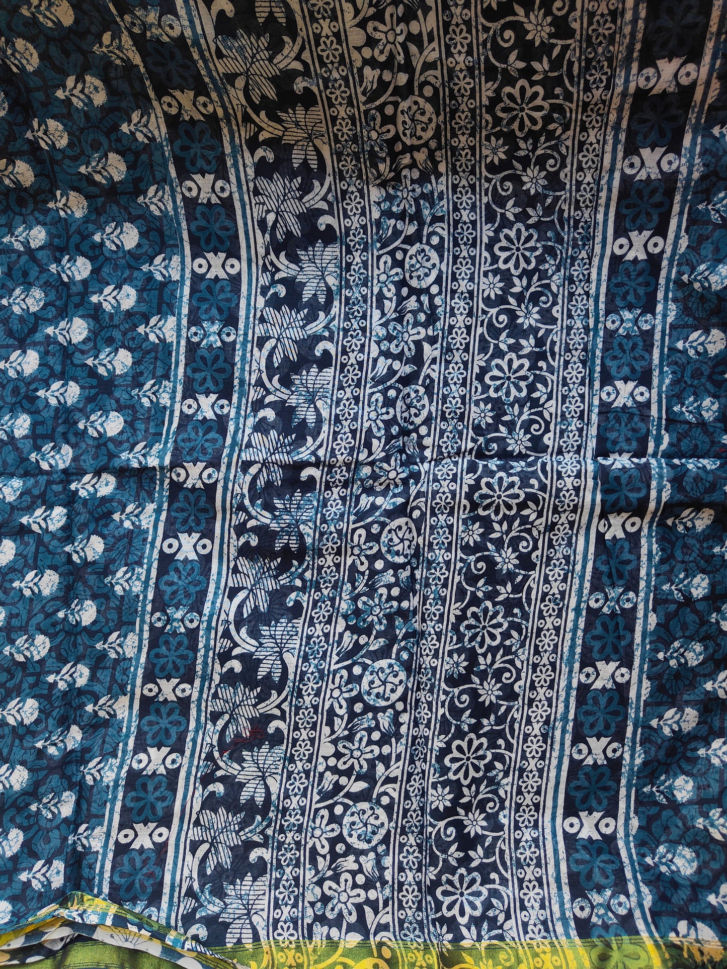 INDIGO AJRAKH CHANDERI COTTON SAREE